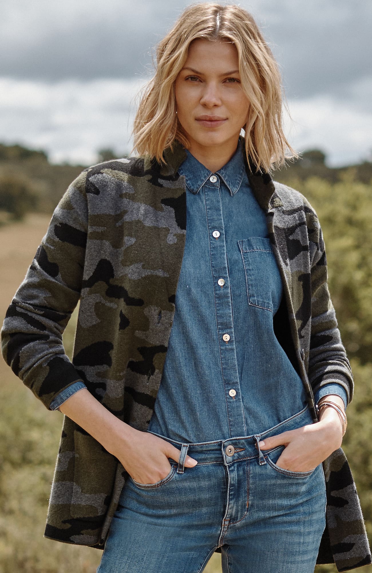Jjill J.jill Camo Jacquard Sweater Blazer In Multi