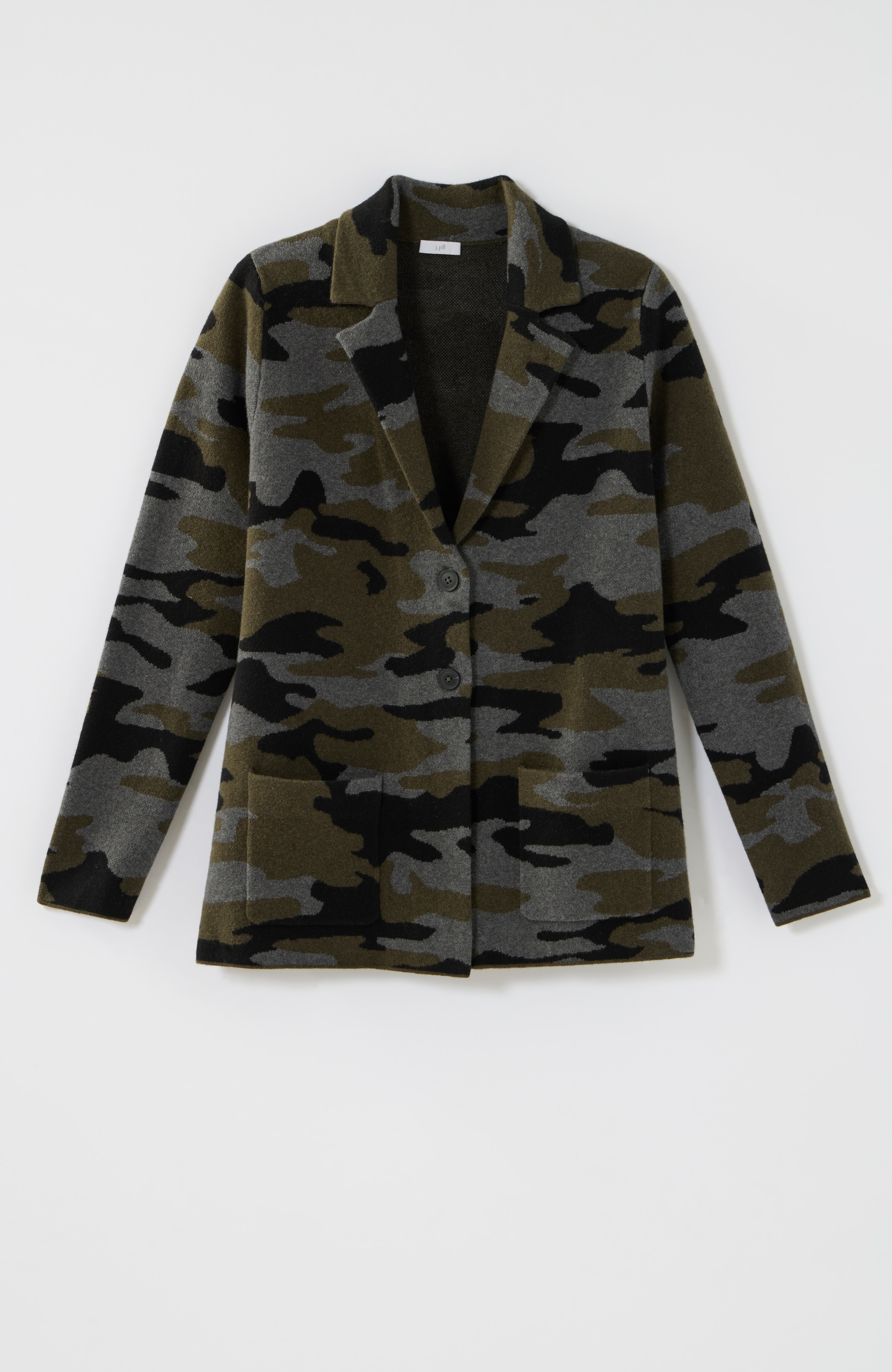 camo jacquard sweater blazer