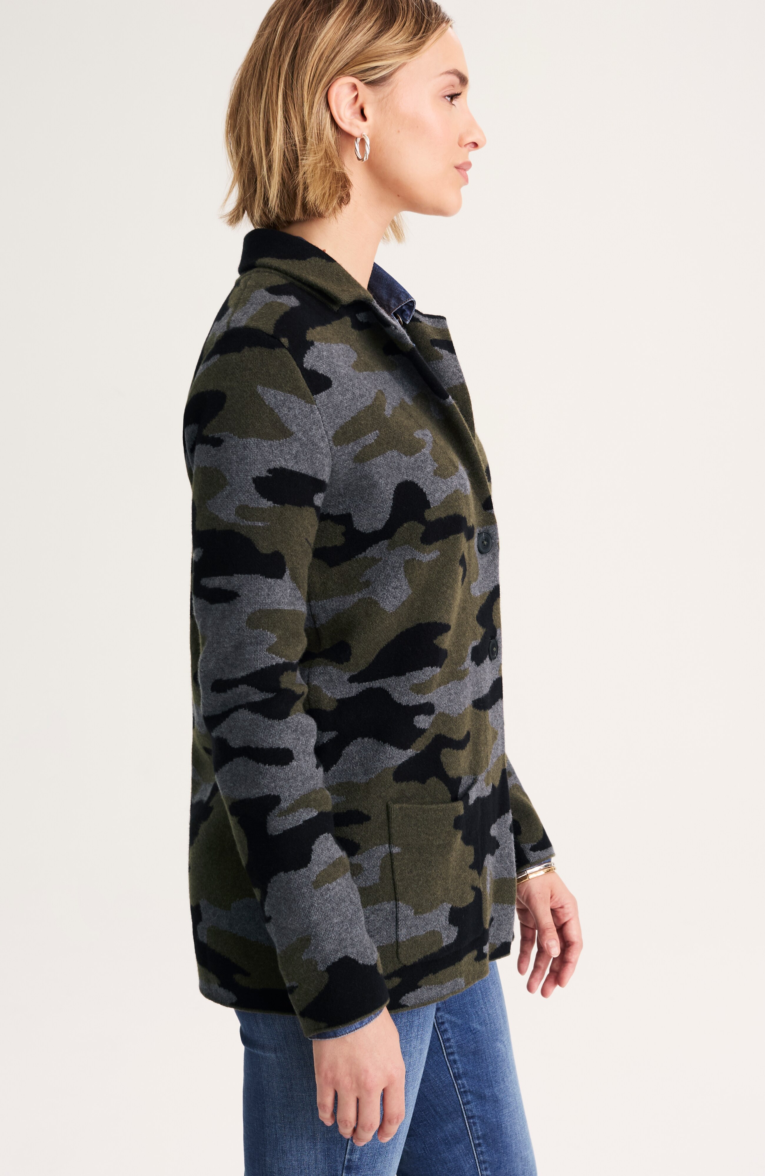 トップス CLASSIC JACKET-CAMO JACQUARD STRETCH CAMO JACQUARD SWEATER BLAZER | JJill