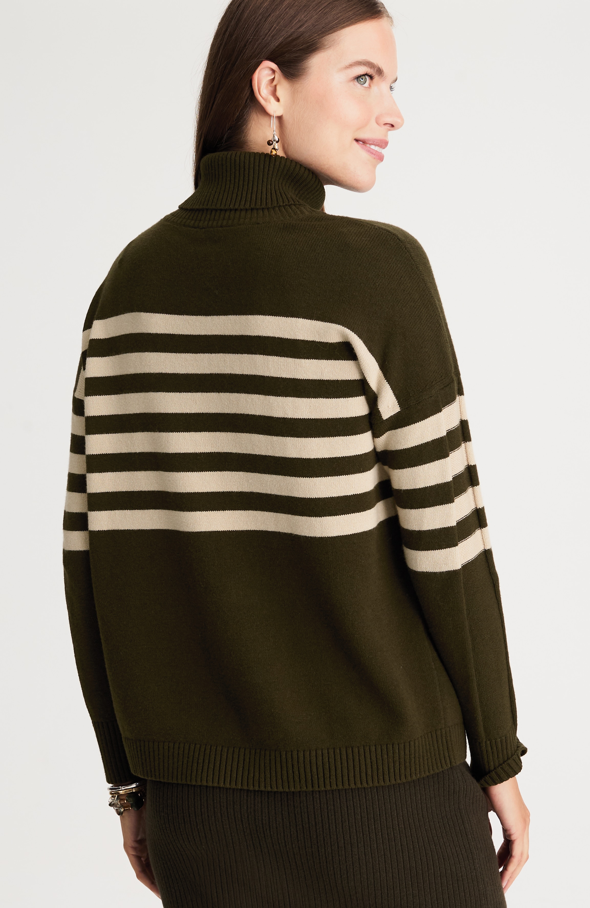 striped cable-textured sweater