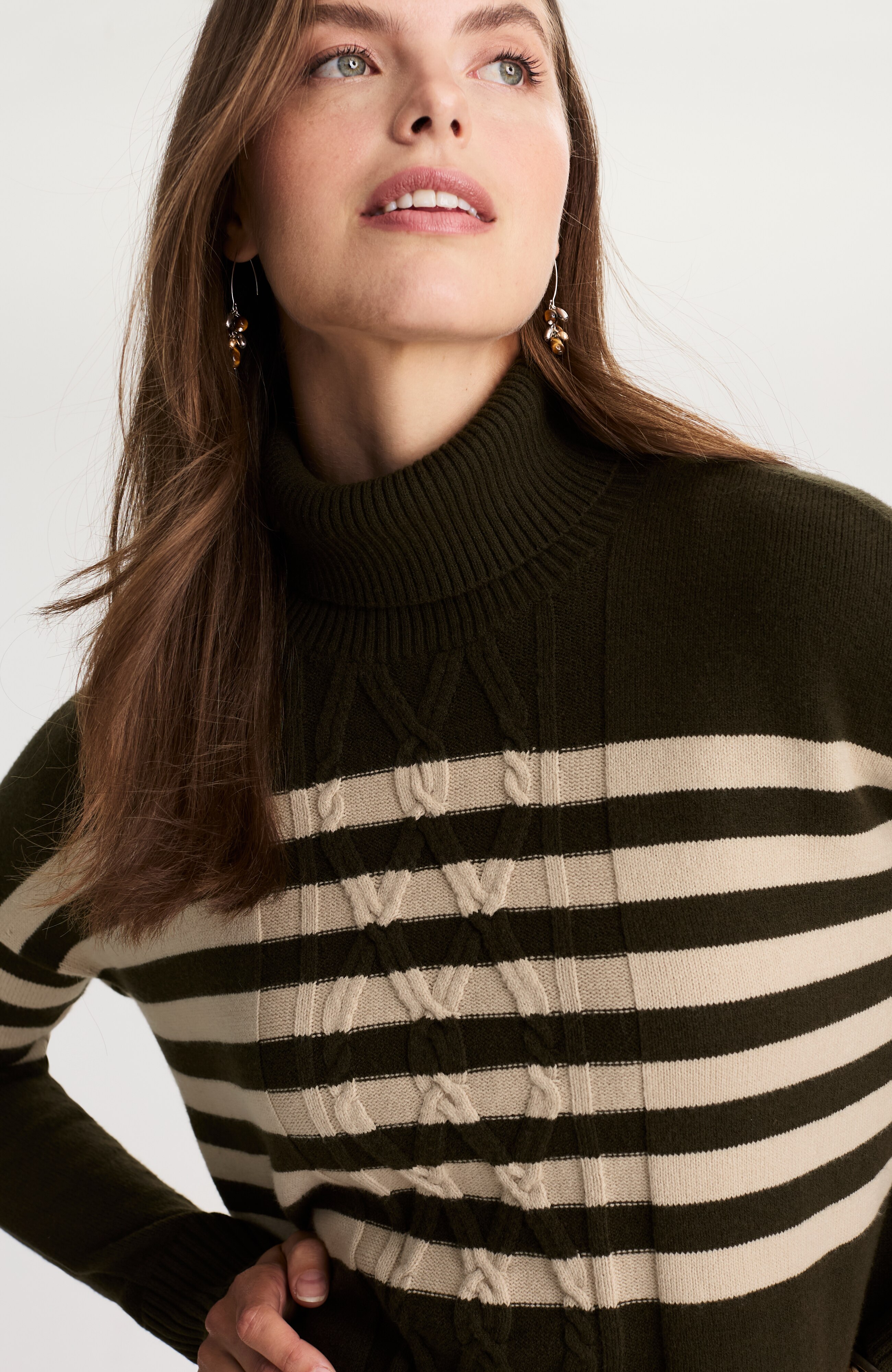 STRIPED CABLE-TEXTURED SWEATER | JJill