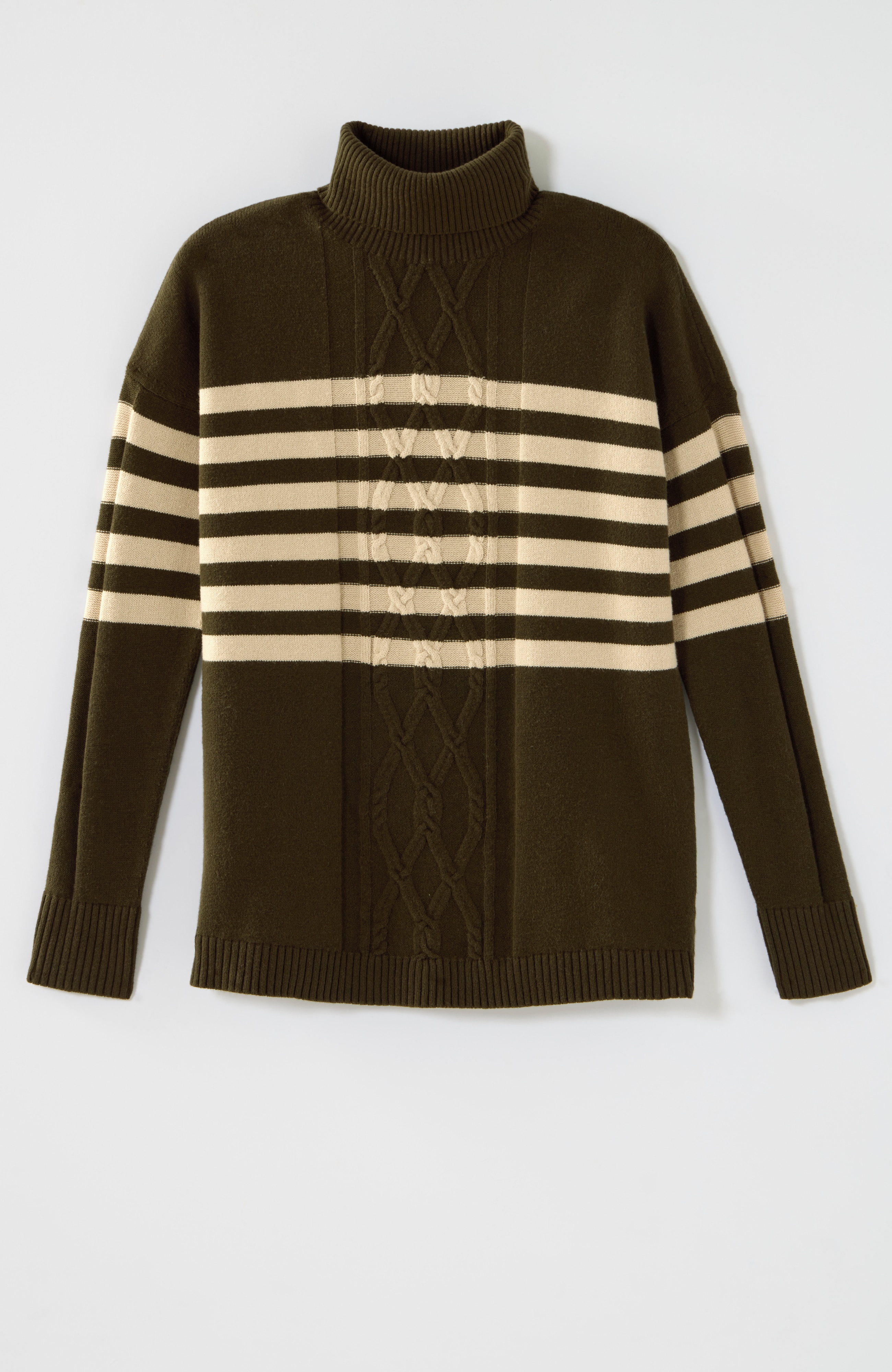 STRIPED CABLE-TEXTURED SWEATER | JJill
