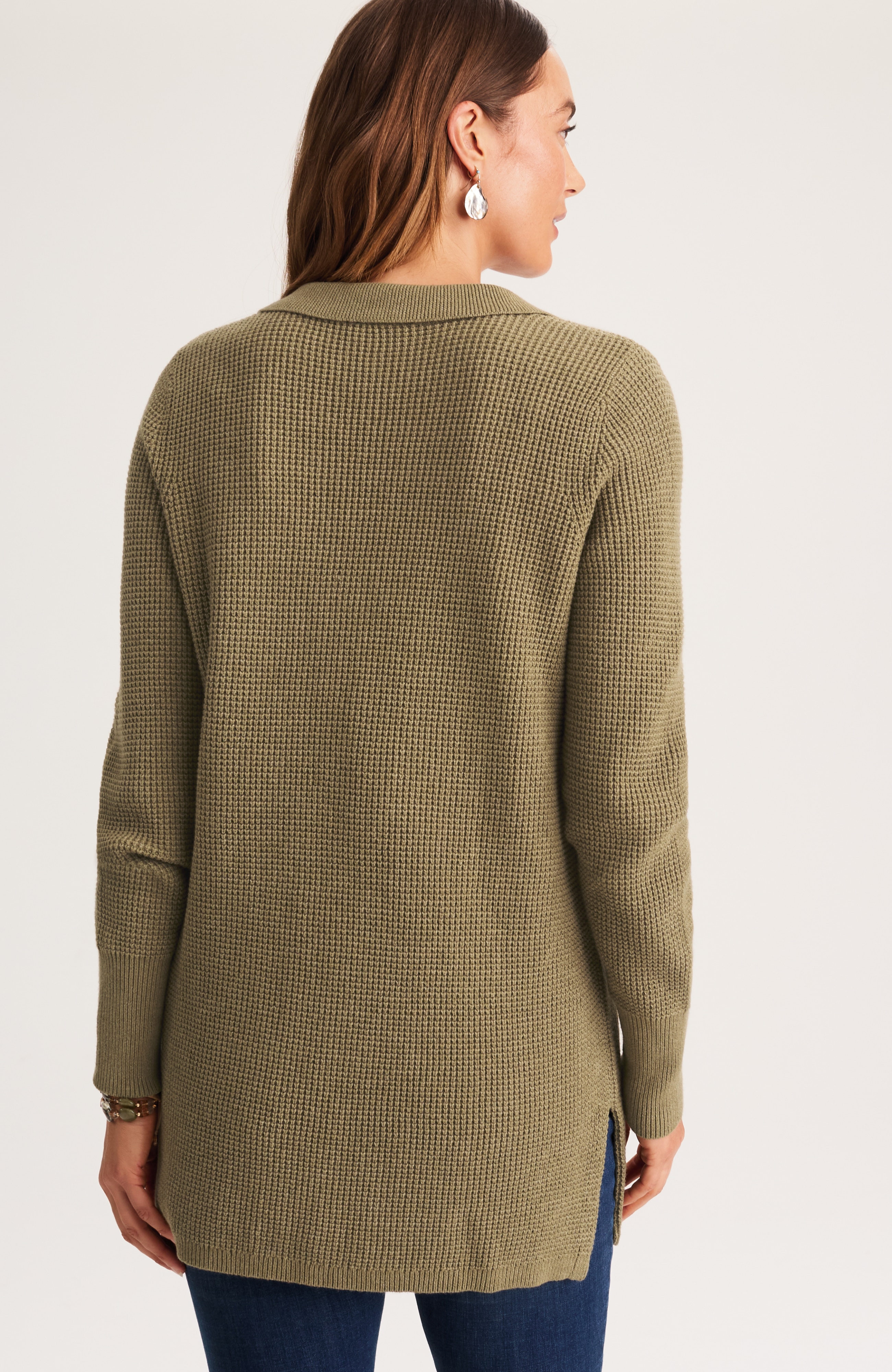 TEXTURED JOHNNY-COLLAR SWEATER TUNIC | JJill
