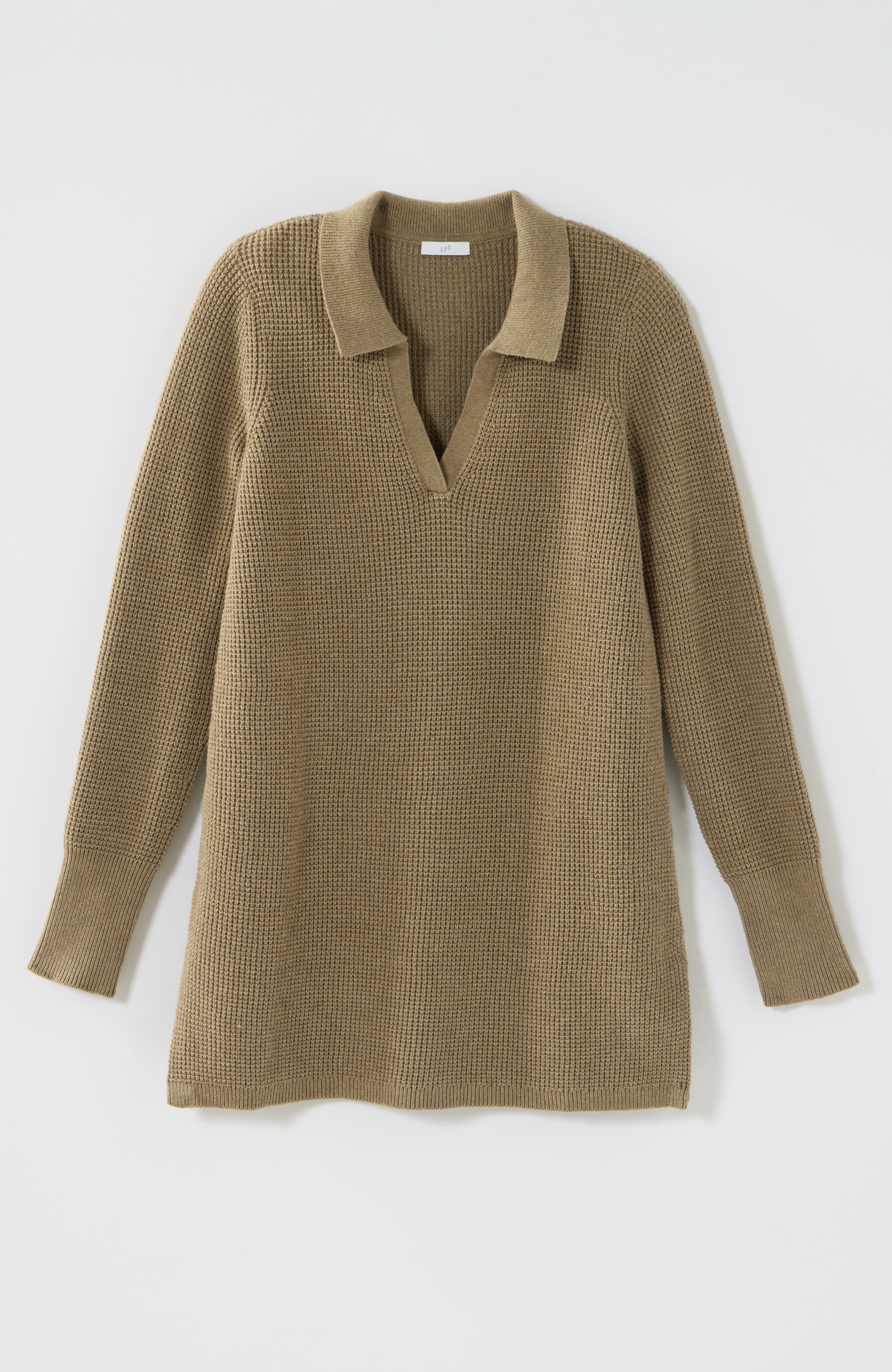 TEXTURED JOHNNY-COLLAR SWEATER TUNIC | JJill