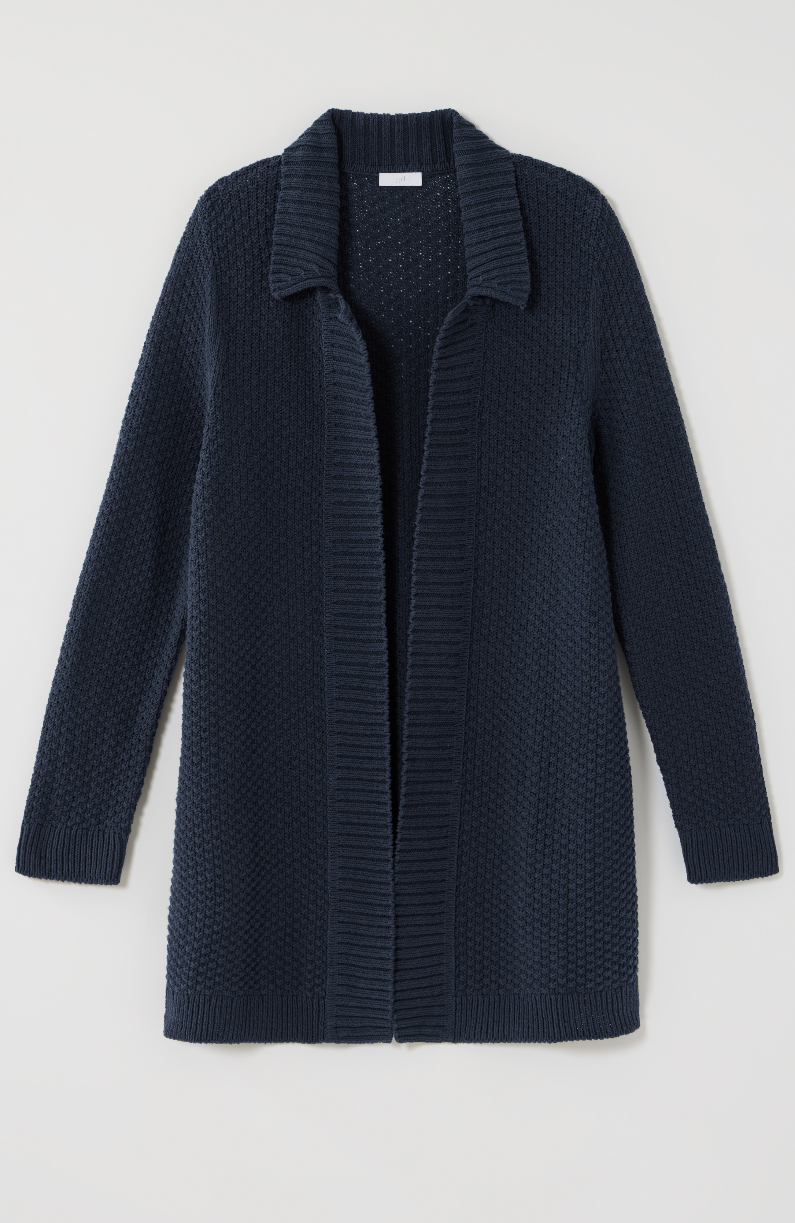 TEXTURED NOTCHED-COLLAR OPEN-FRONT CARDI | JJill