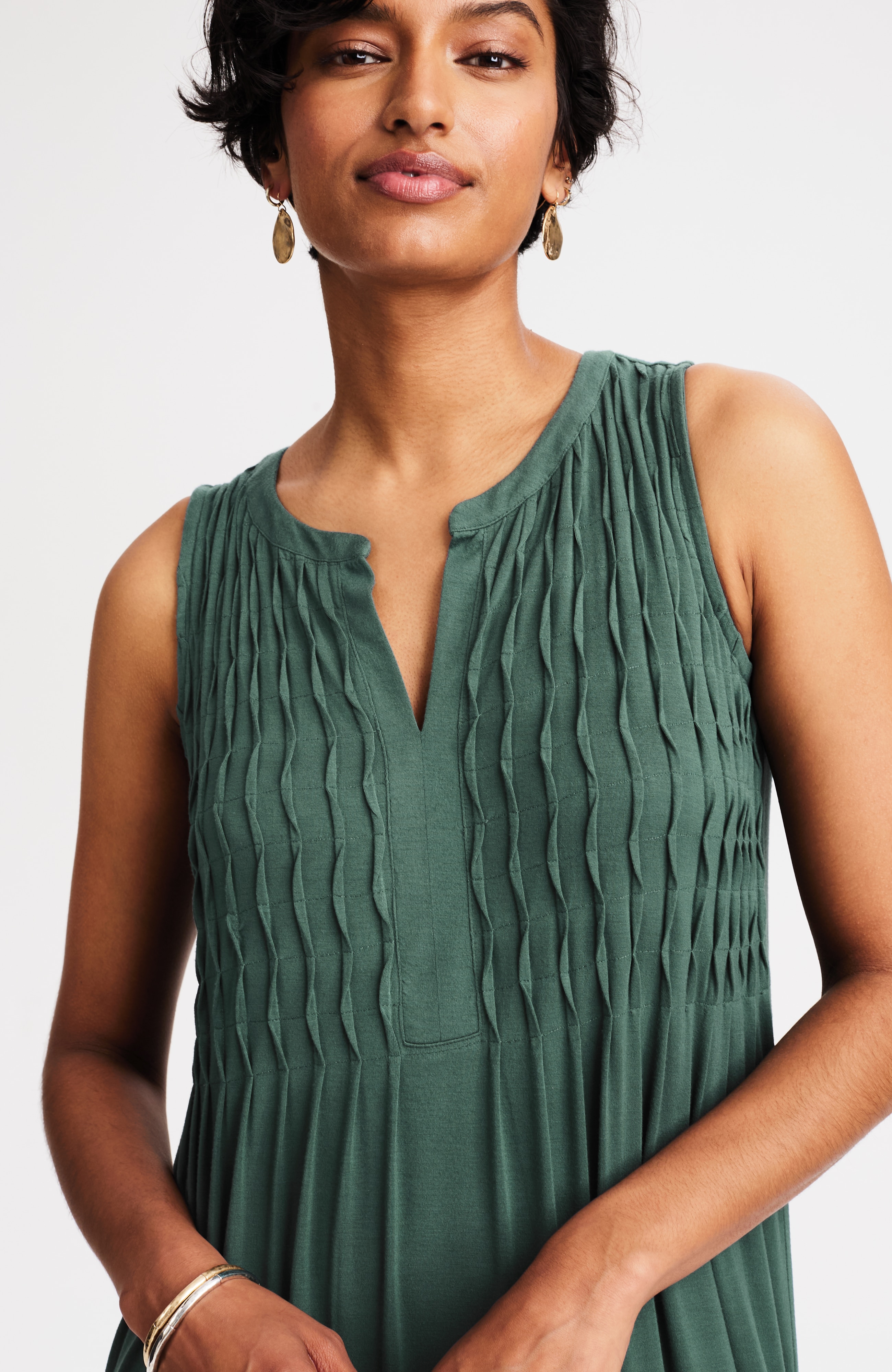 pintucked sleeveless dress