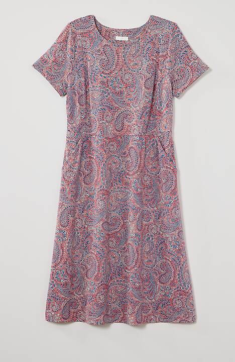 Women's Tall Knit Seamed Dress (Red Coral Paisley Etchings) (Size: LT) | J.Jill