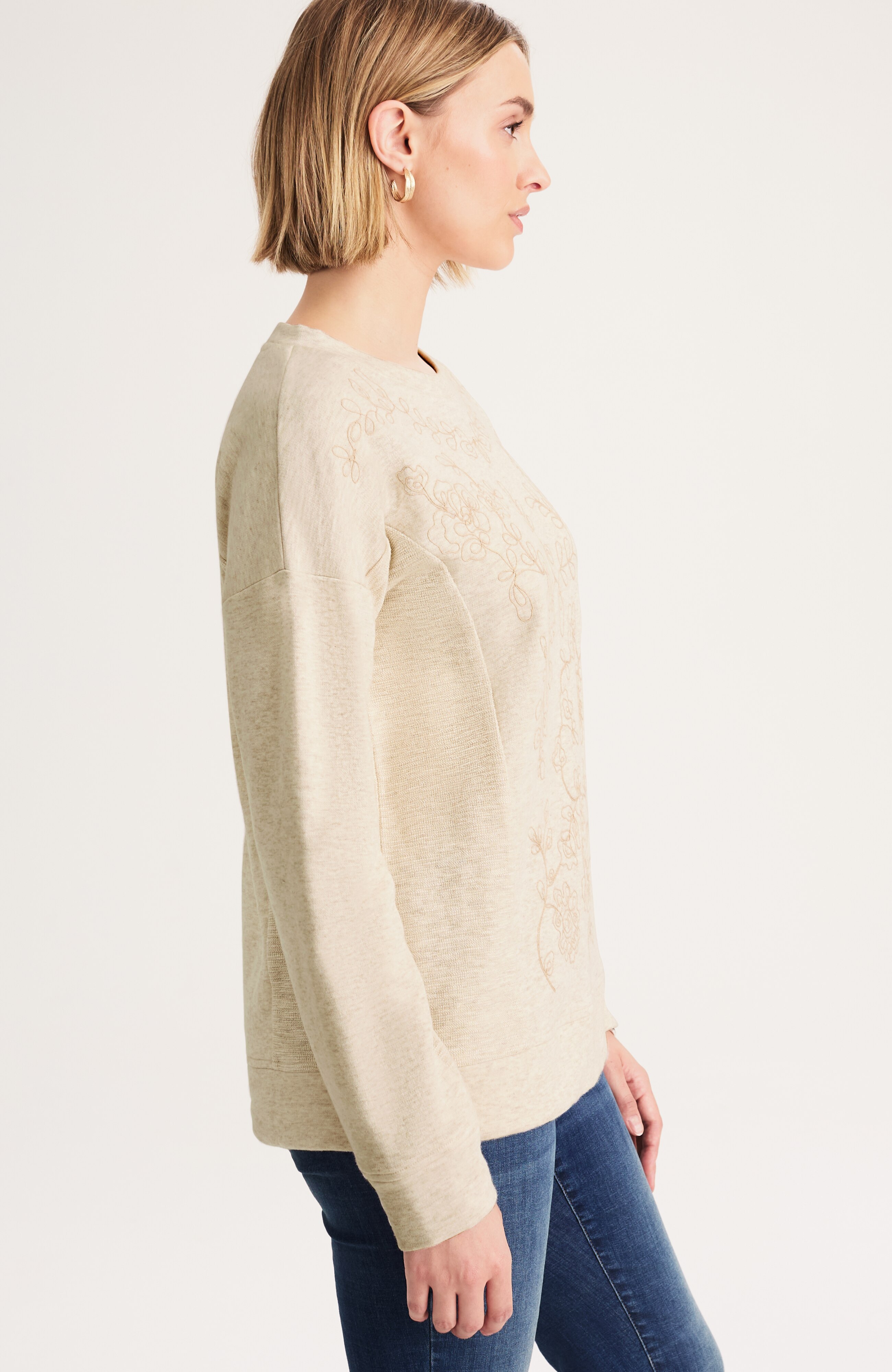 embroidered mixed-terry sweatshirt