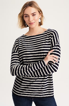 Image for Striped Buttoned-Cuff Tee