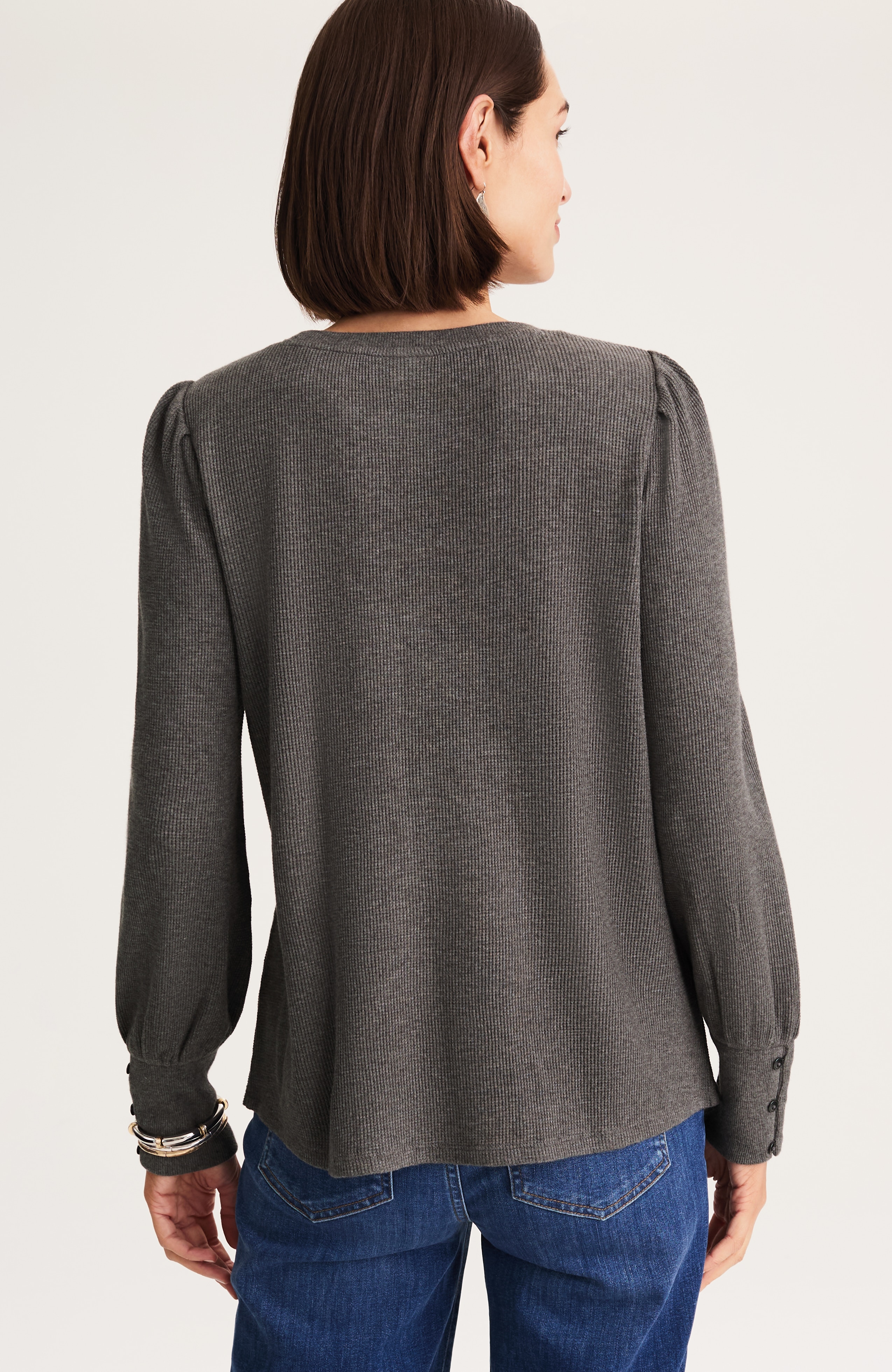 BUTTONED-CUFF WAFFLE TOP | JJill