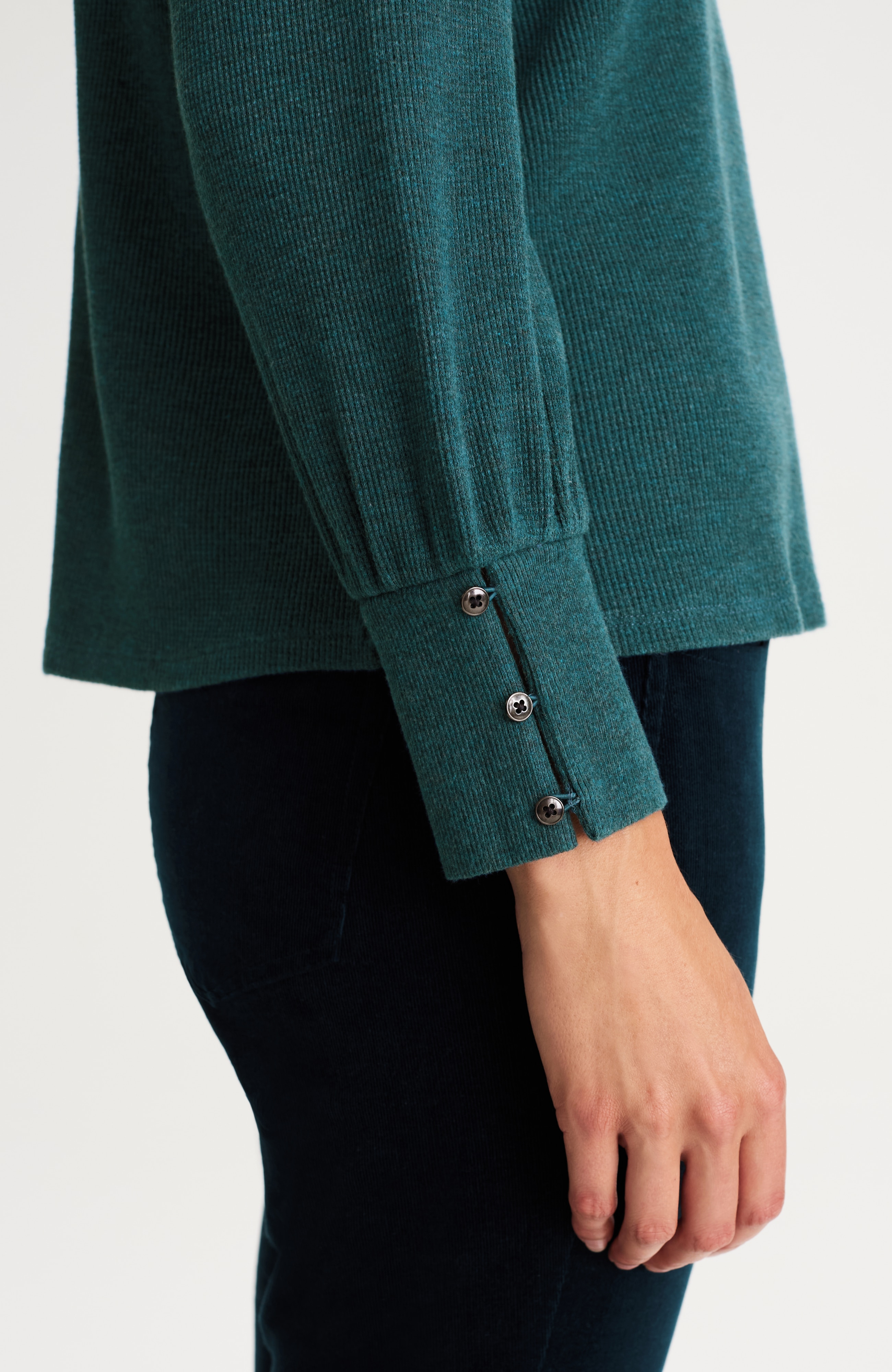 BUTTONED-CUFF WAFFLE TOP | JJill