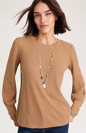 Image for Buttoned-Cuff Waffle Top