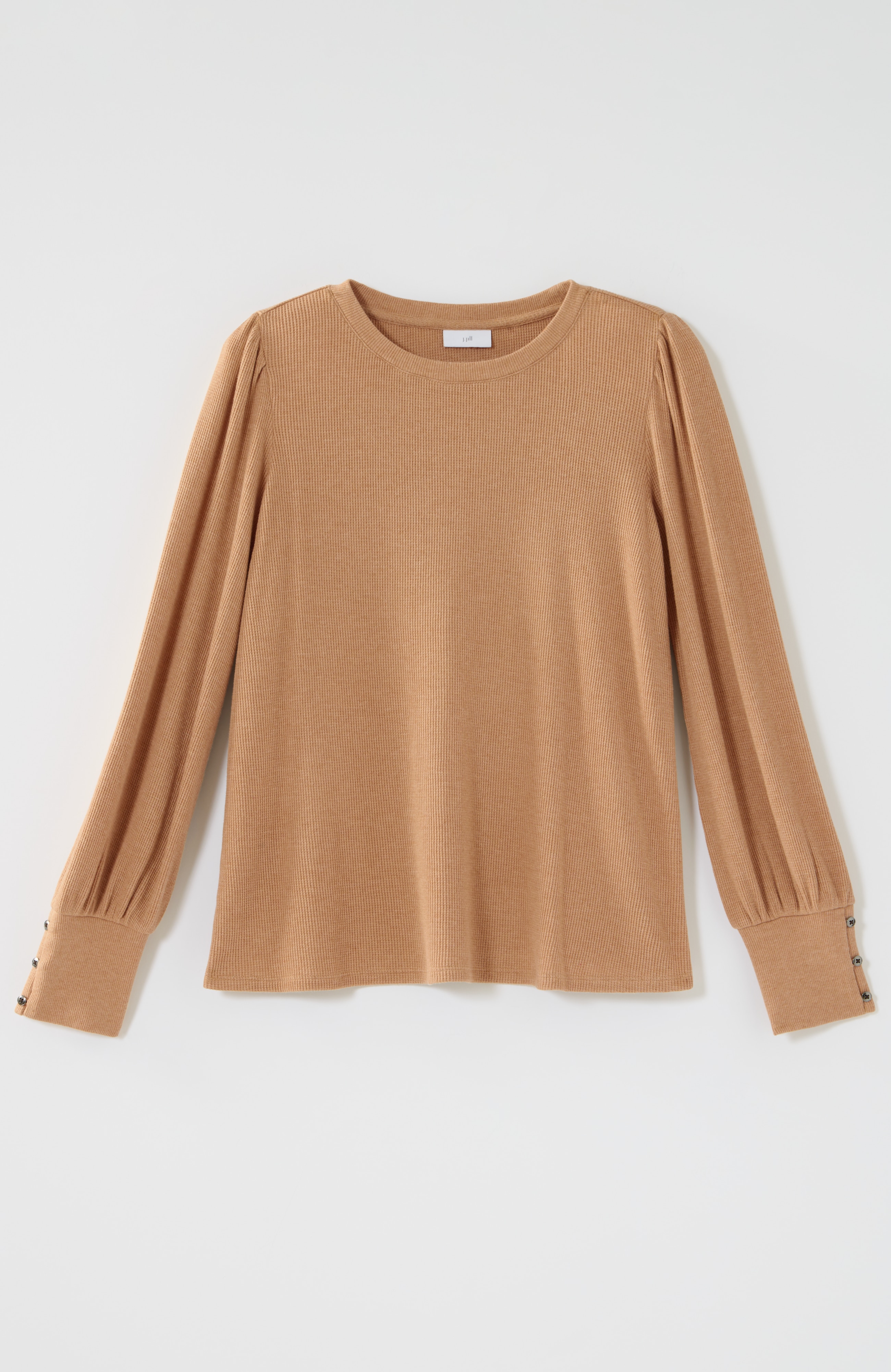 buttoned-cuff waffle top