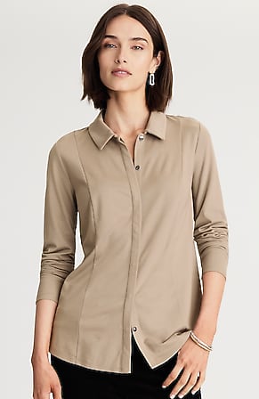 Image for Ponte Knit Button-Front Shirt