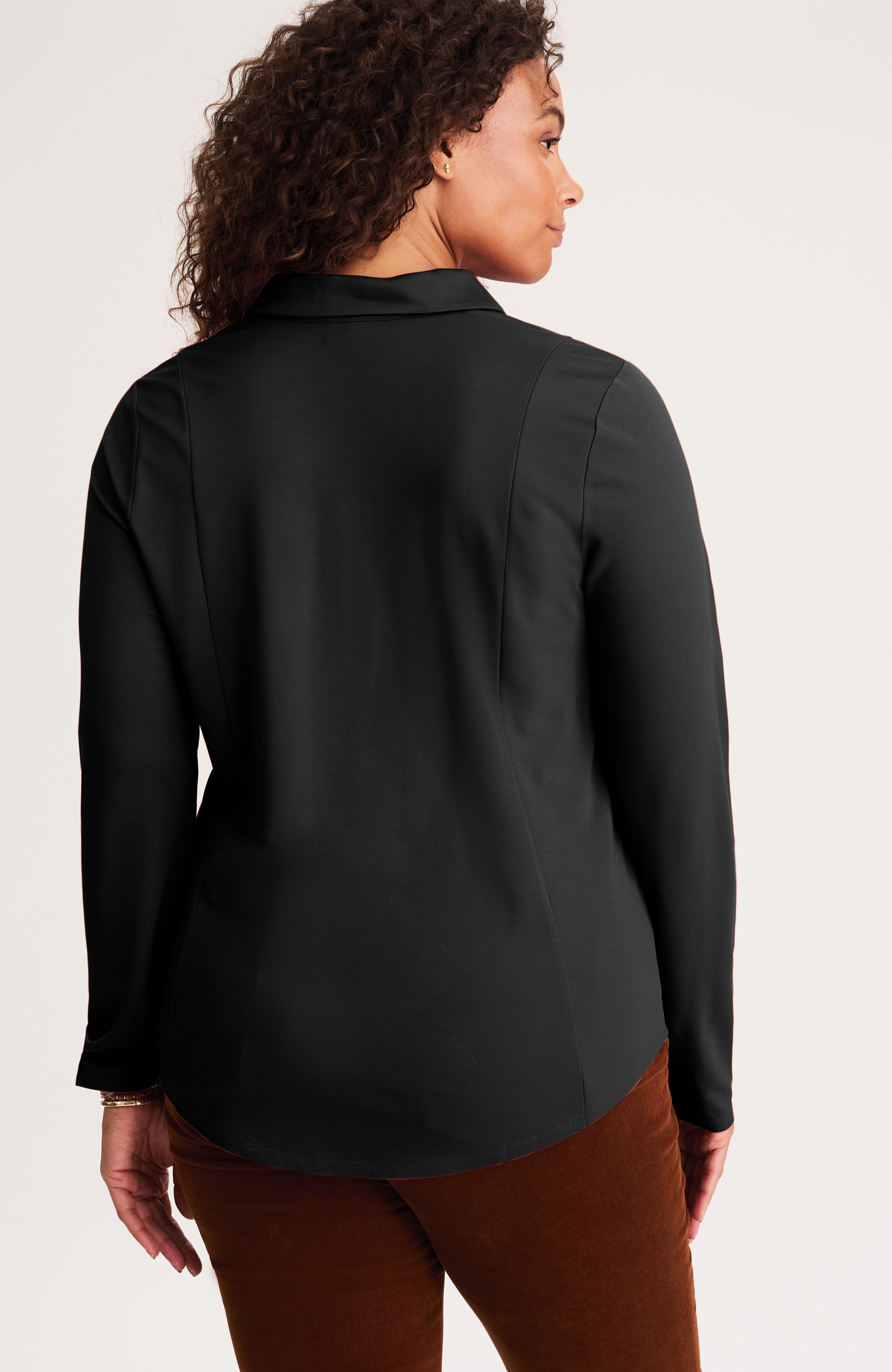 ponte knit button-front shirt