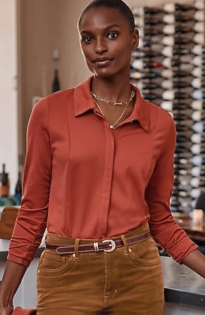 Image for Ponte Knit Button-Front Shirt