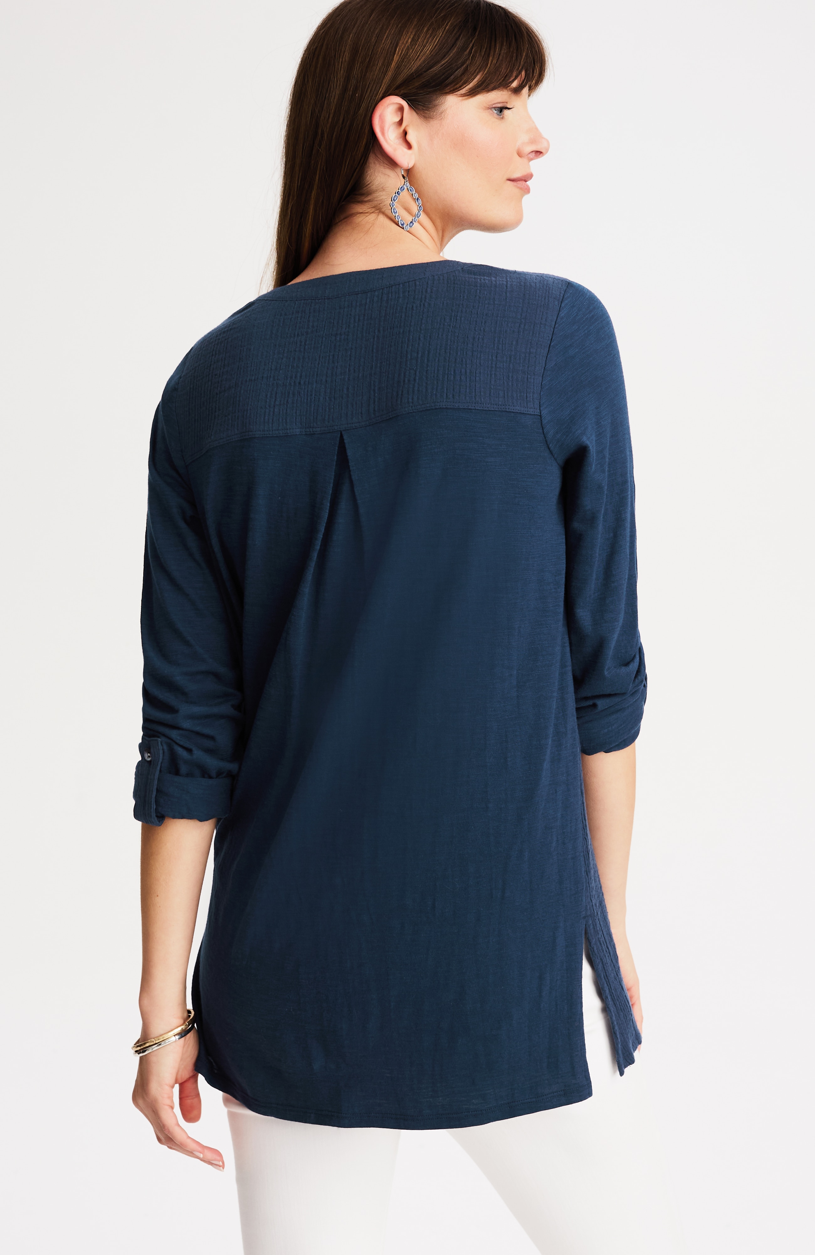 mixed-media cotton-gauze tunic