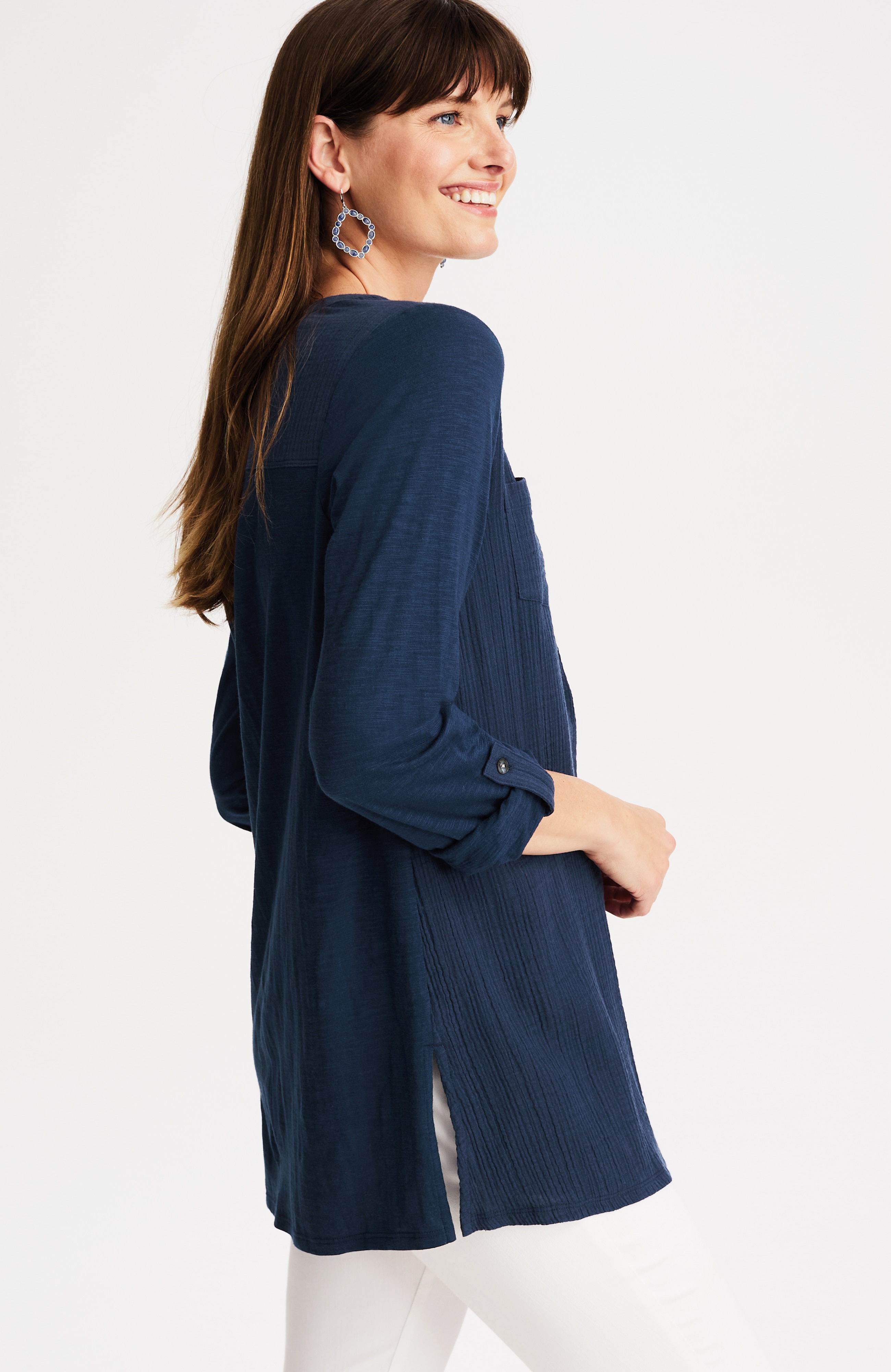 mixed-media cotton-gauze tunic