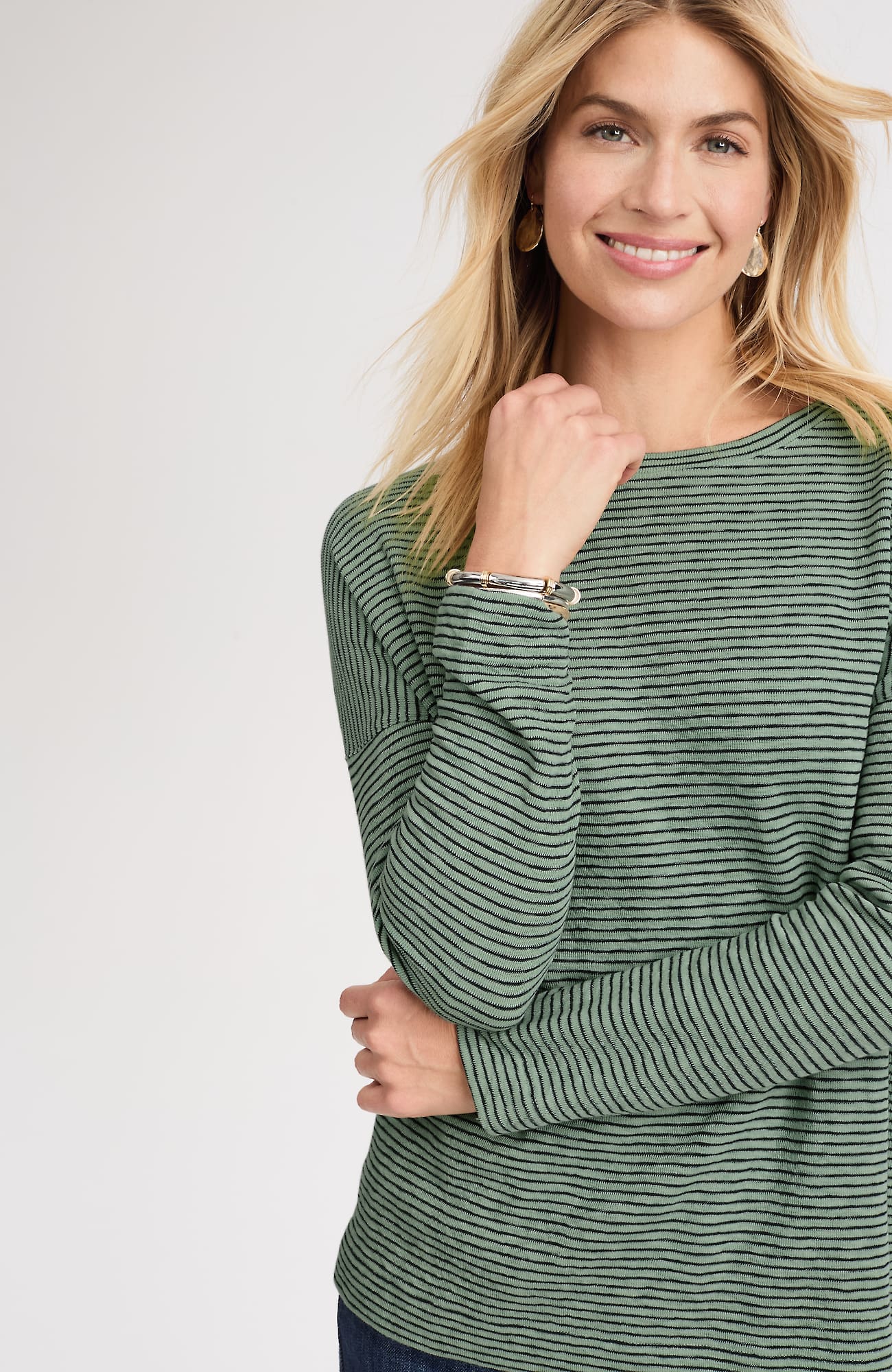 Jjill J.jill Striped Double-knit Top