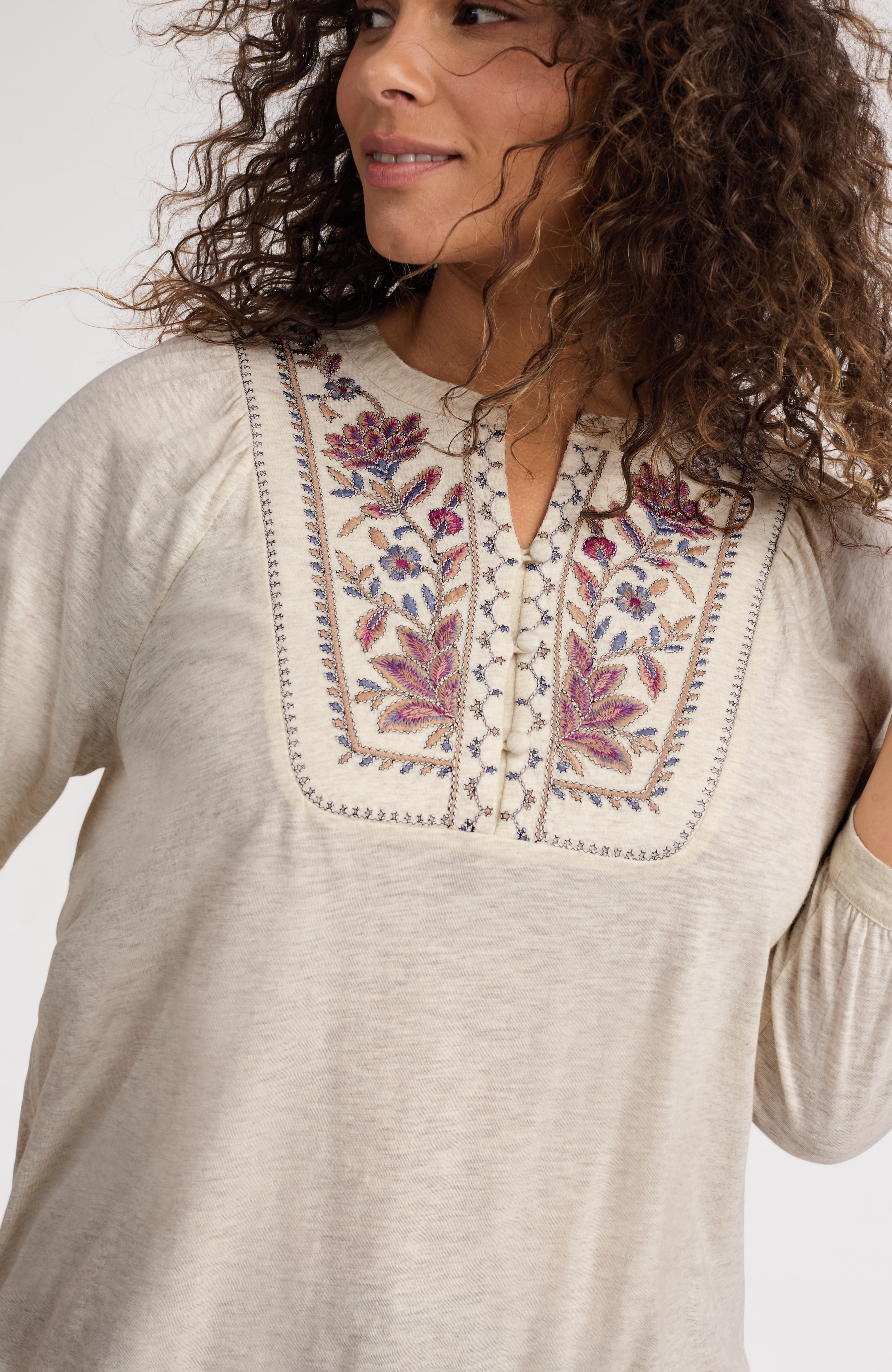 FEMININE FLORAL-EMBROIDERED TOP | JJill