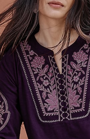 Image for Feminine Floral-Embroidered Top