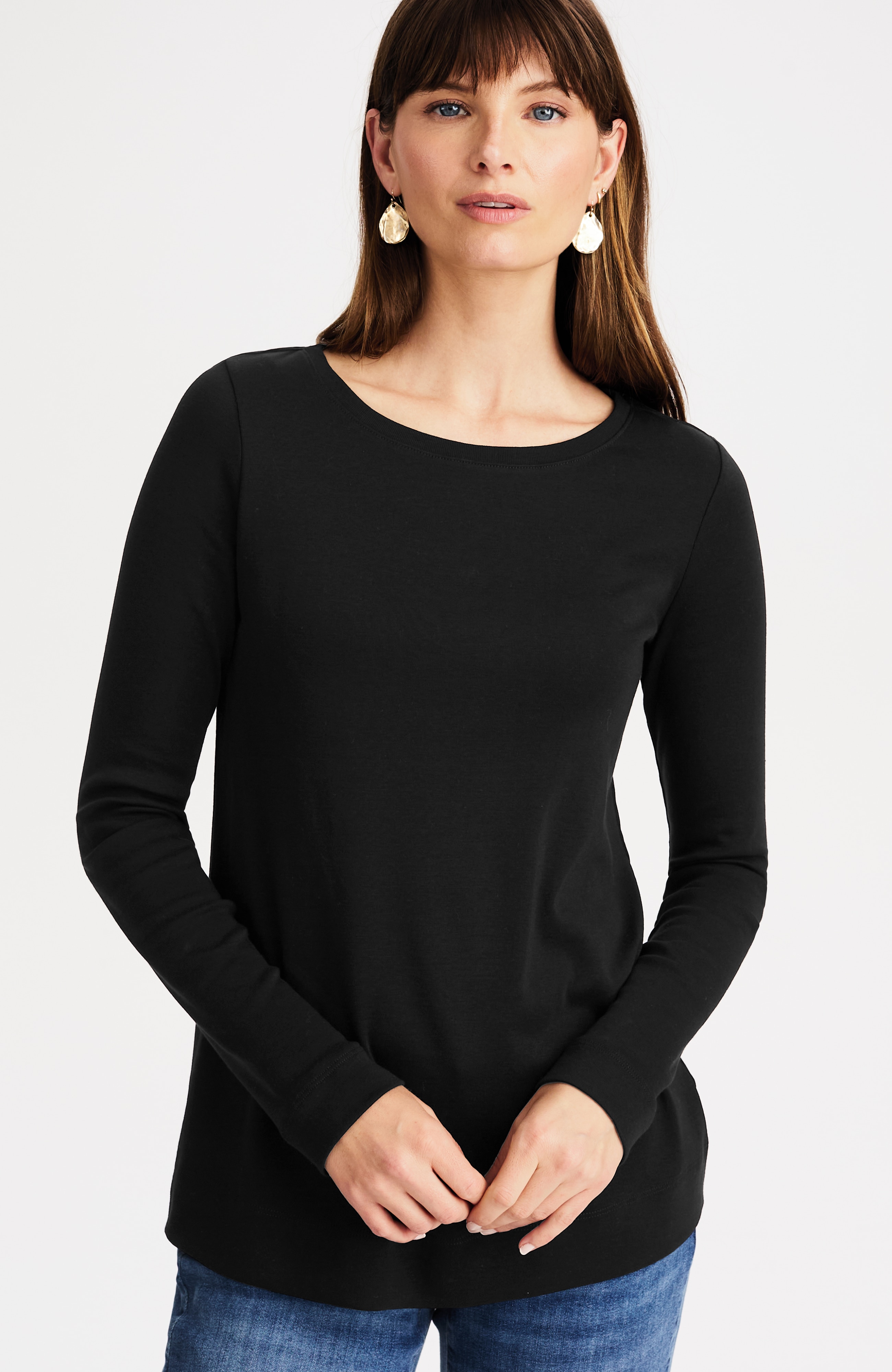 PIMA LONG-SLEEVE CREW-NECK TEE | JJill