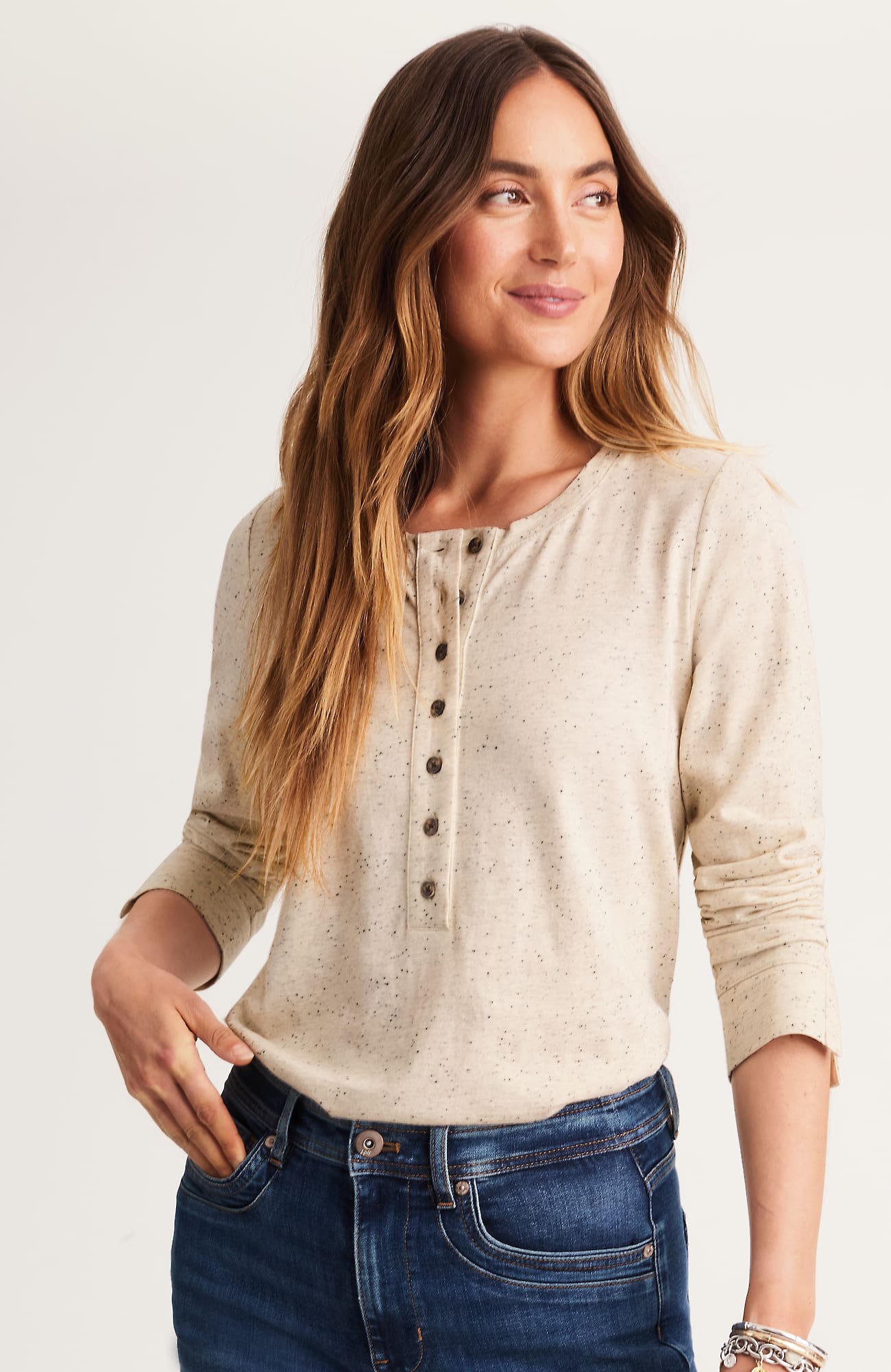 Jjill J.jill Modern Henley Tee In Brown