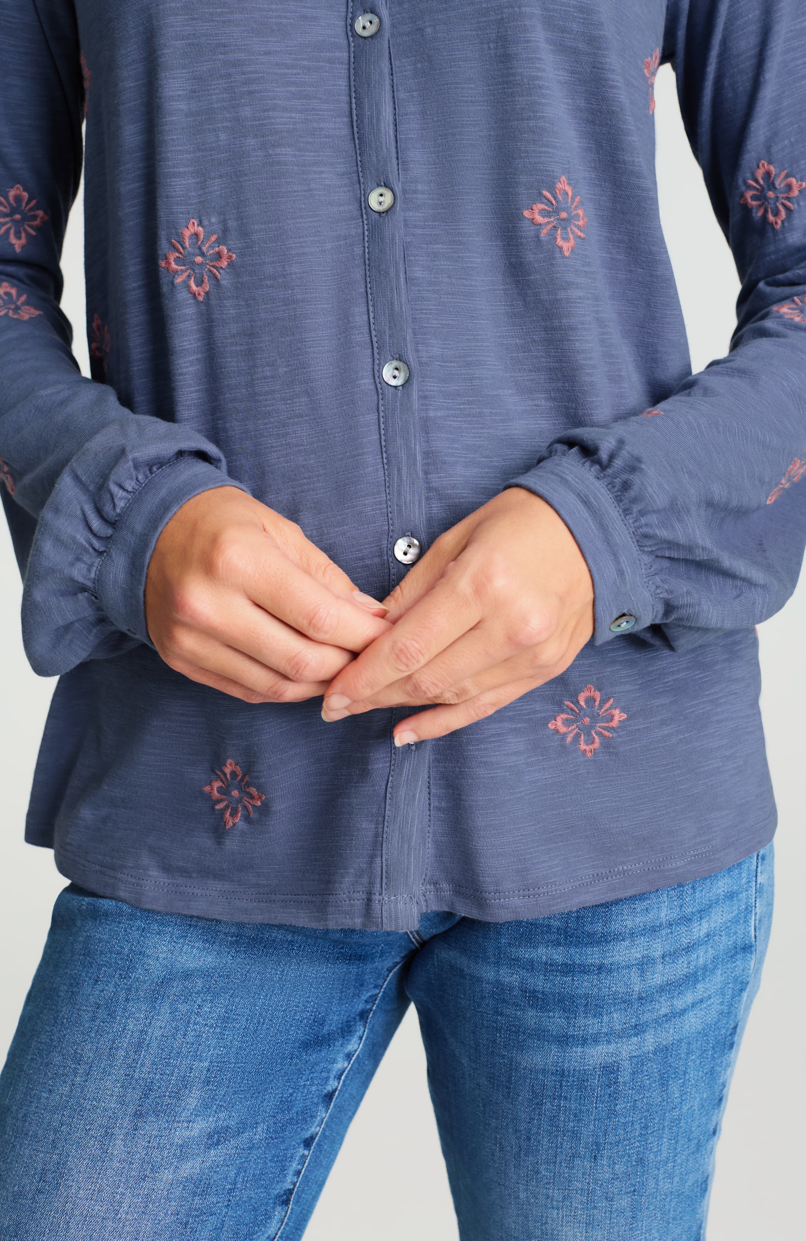 pure jill embroidered top