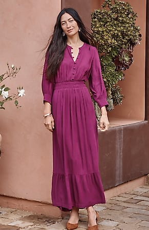 Image for Smocked-Details Tiered Dress