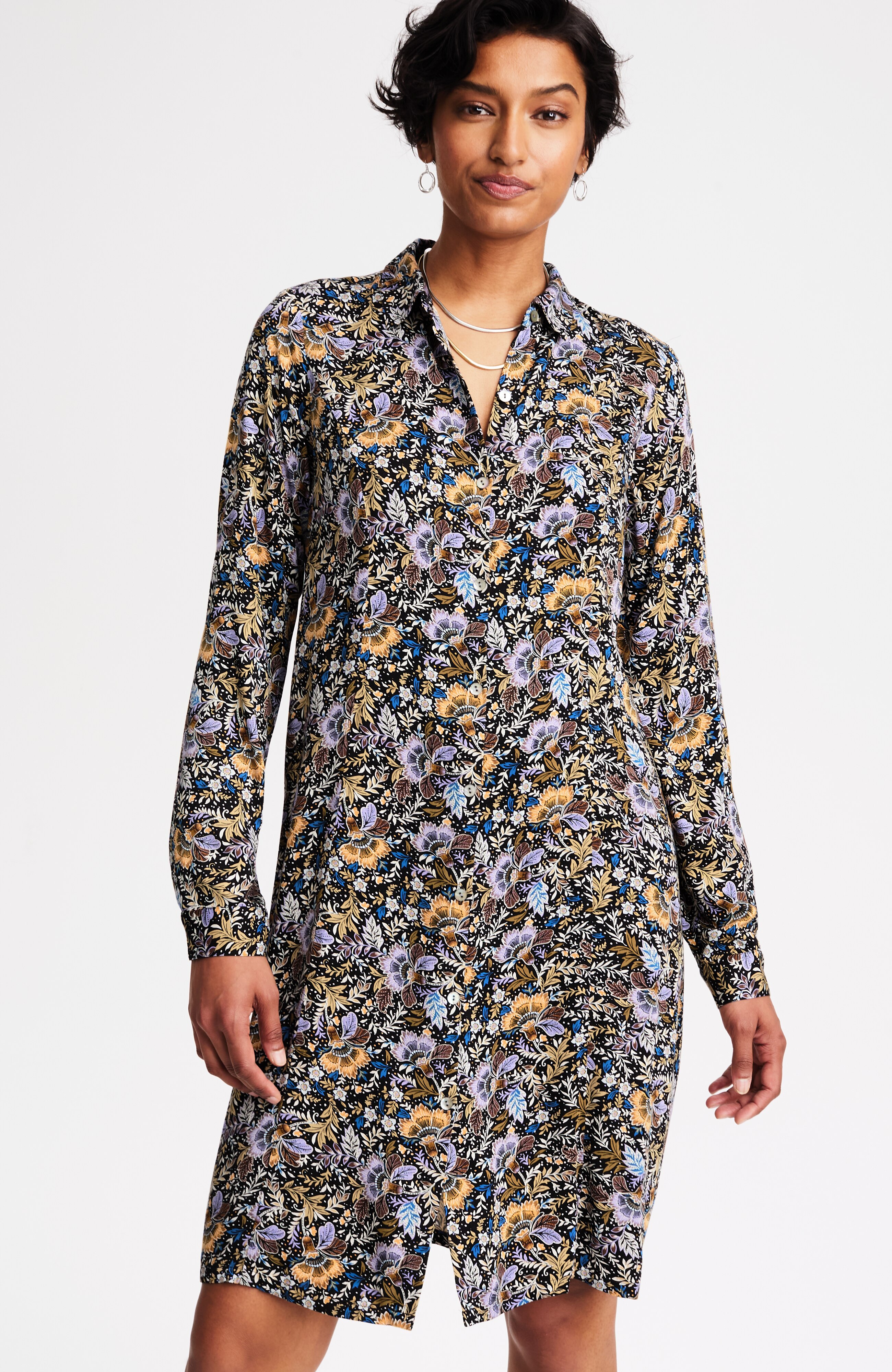 satin shirt-collar dress