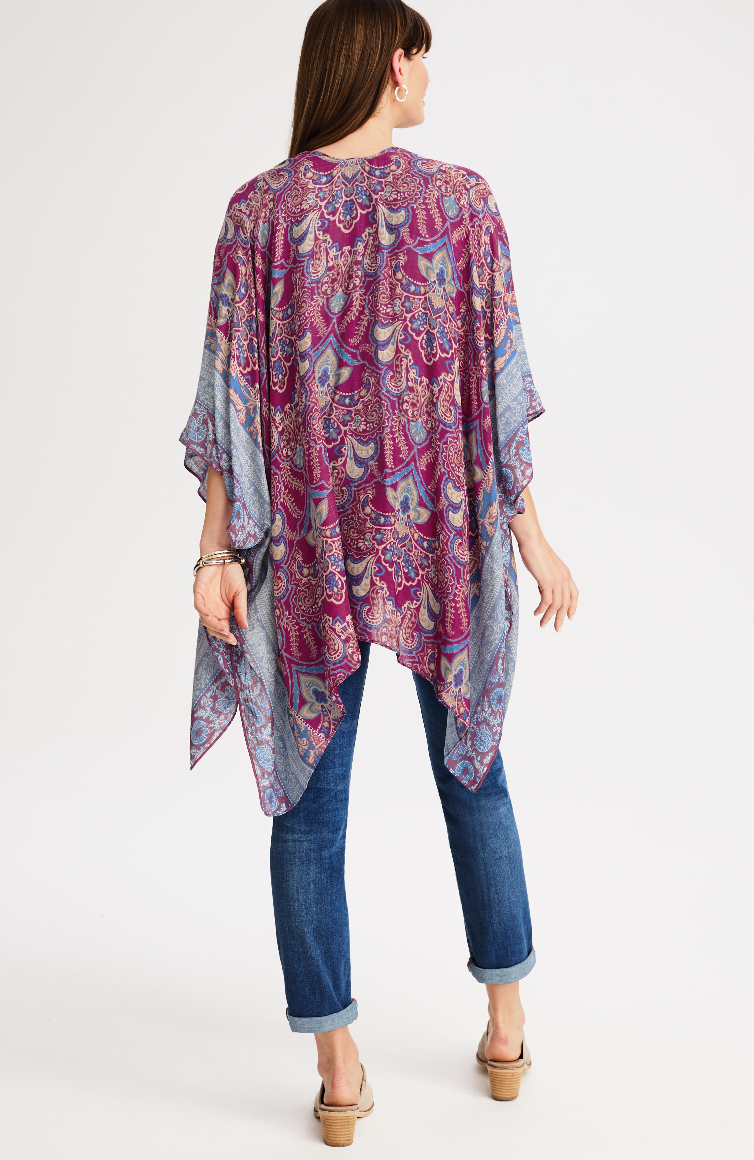 soft border-printed ruana