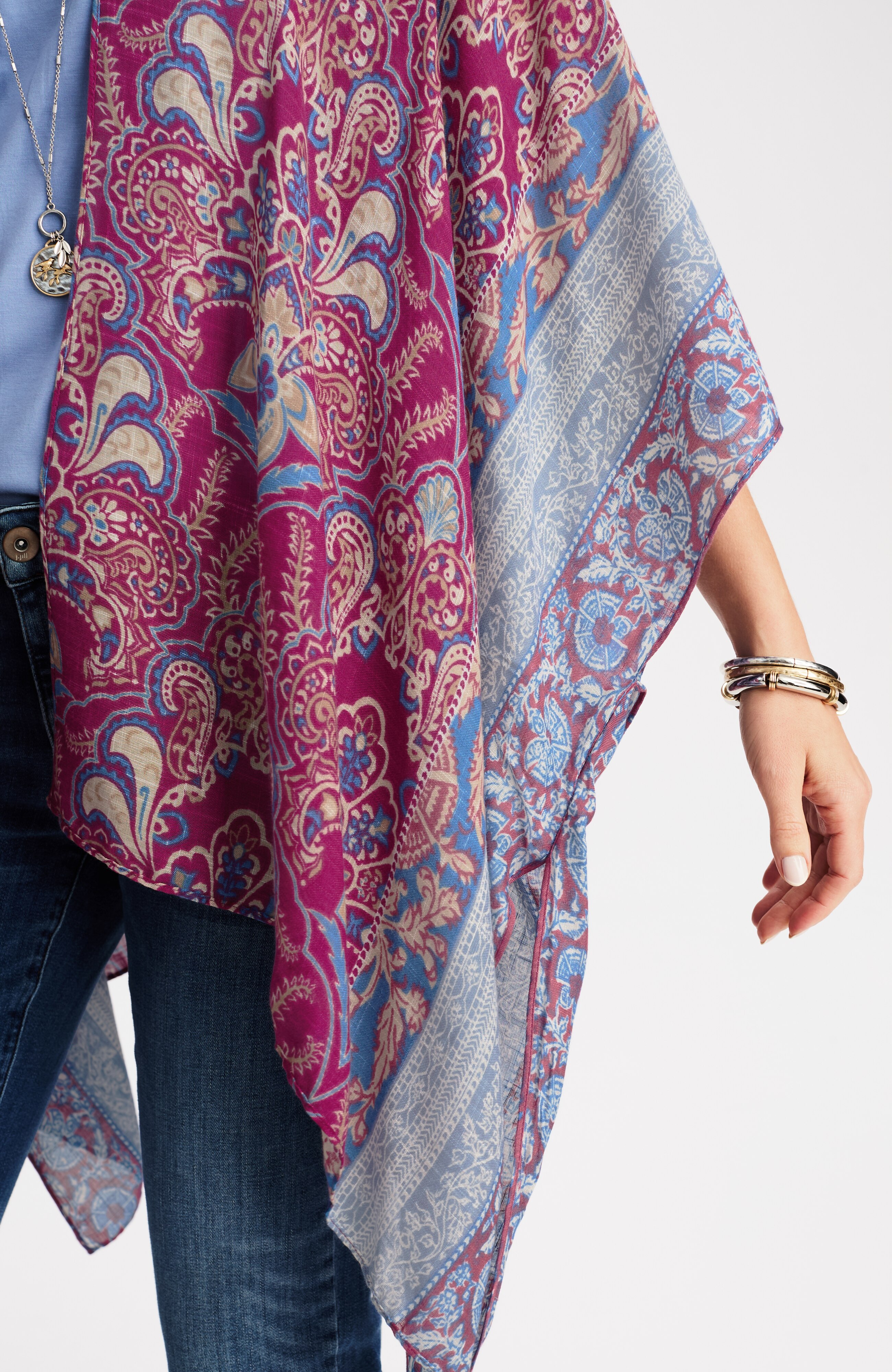 soft border-printed ruana
