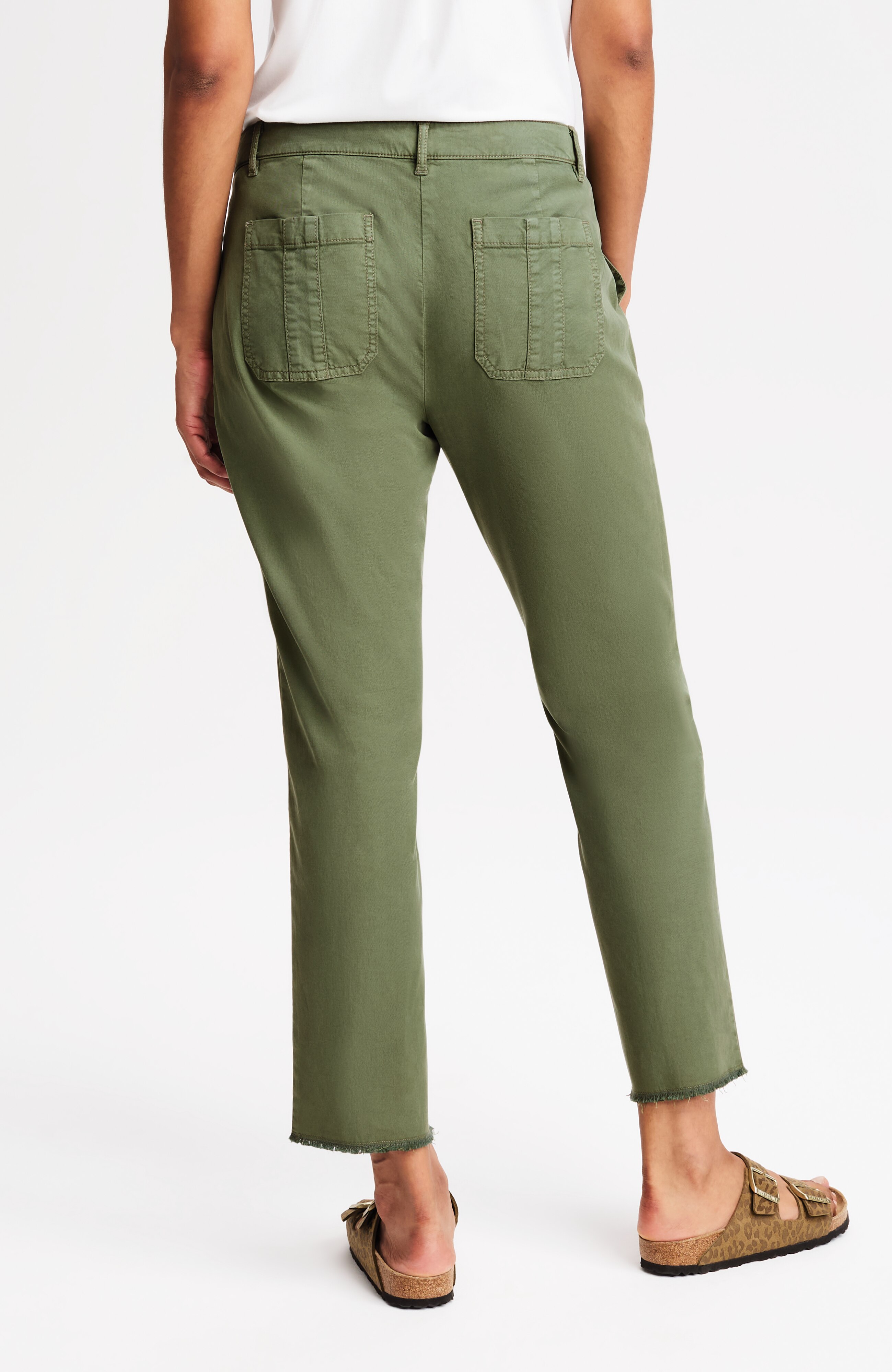 FRINGED CHINO STRAIGHT-LEG PANTS | JJill