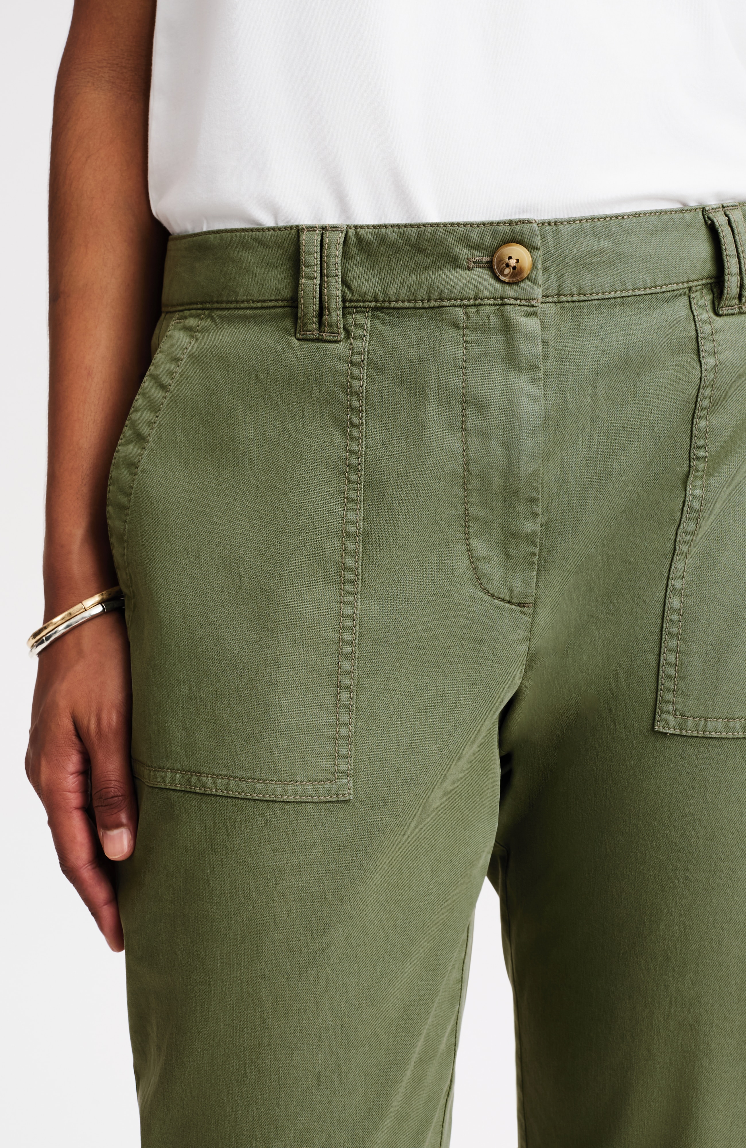 fringed chino straight-leg pants