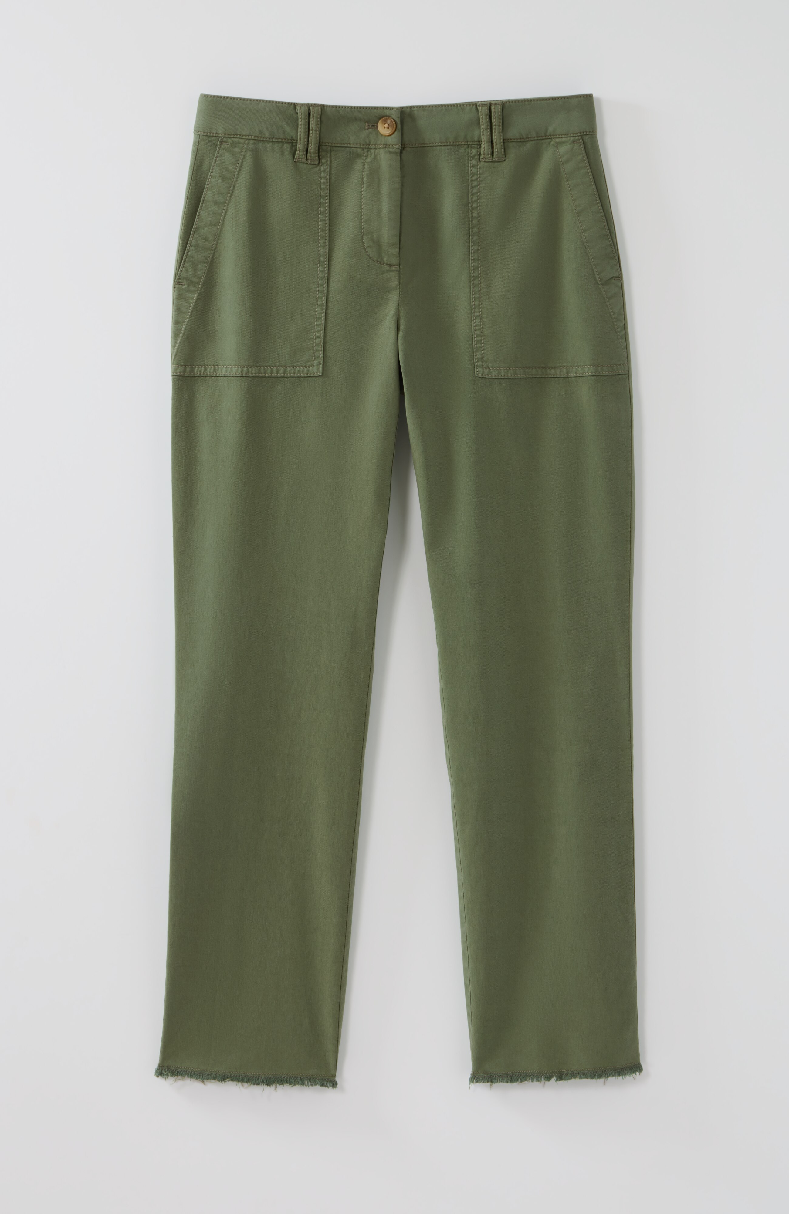 fringed chino straight-leg pants