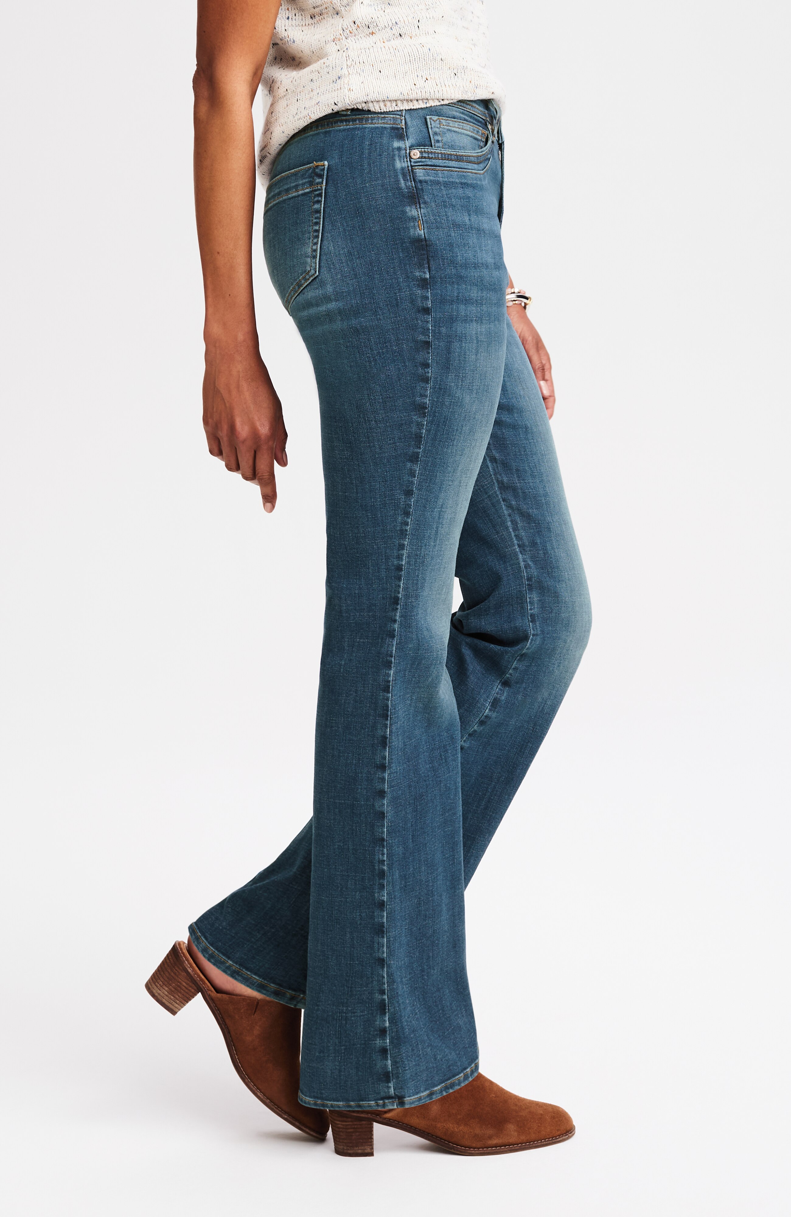 curvy-fit curved-pocket flare jeans