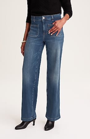 Image for Curvy-Fit Patch-Pocket Wide-Leg Jeans