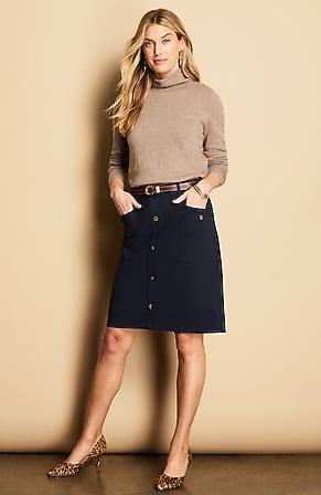Image for Ponte Button-Front Skirt