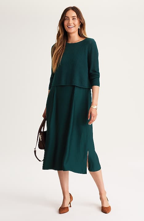 Mixed-Media Two-Piece Sweater Dress JJill