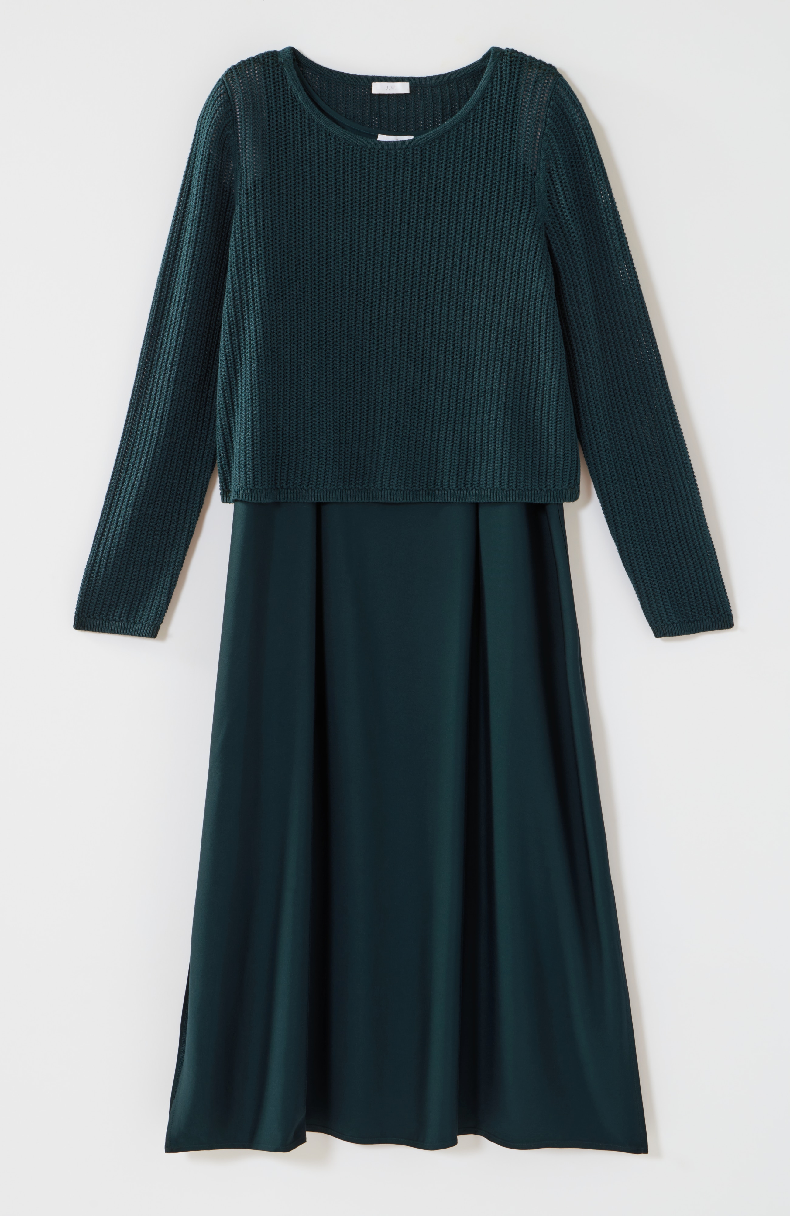 MIXED-MEDIA TWO-PIECE SWEATER DRESS | JJill