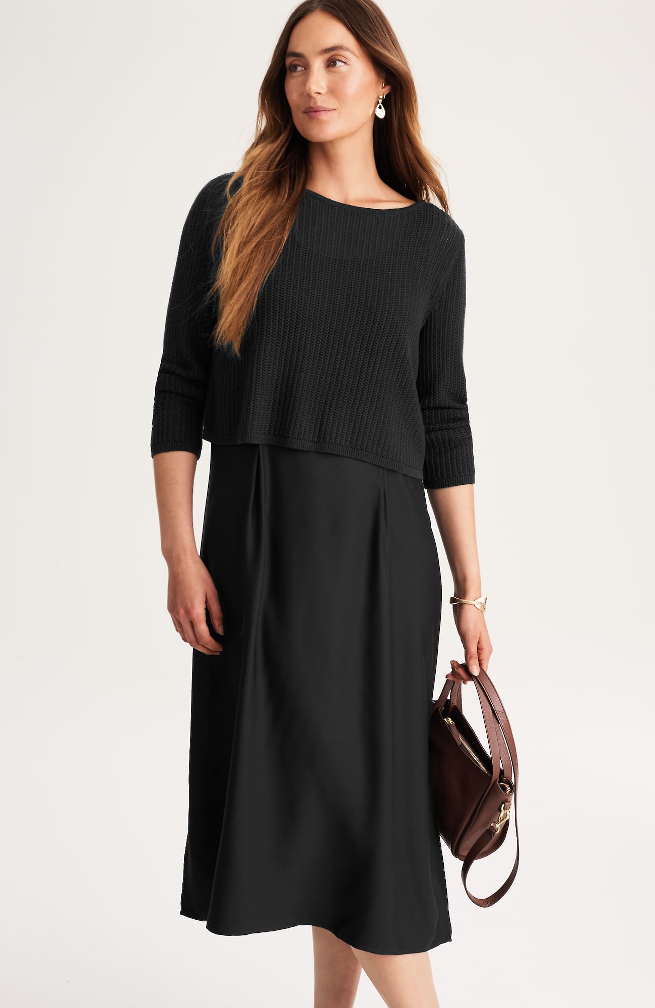 Jjill J.jill Mixed-media Two-piece Sweater Dress In Multi