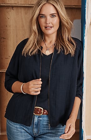 Image for Mixed-Gauze Garment-Washed Jacket