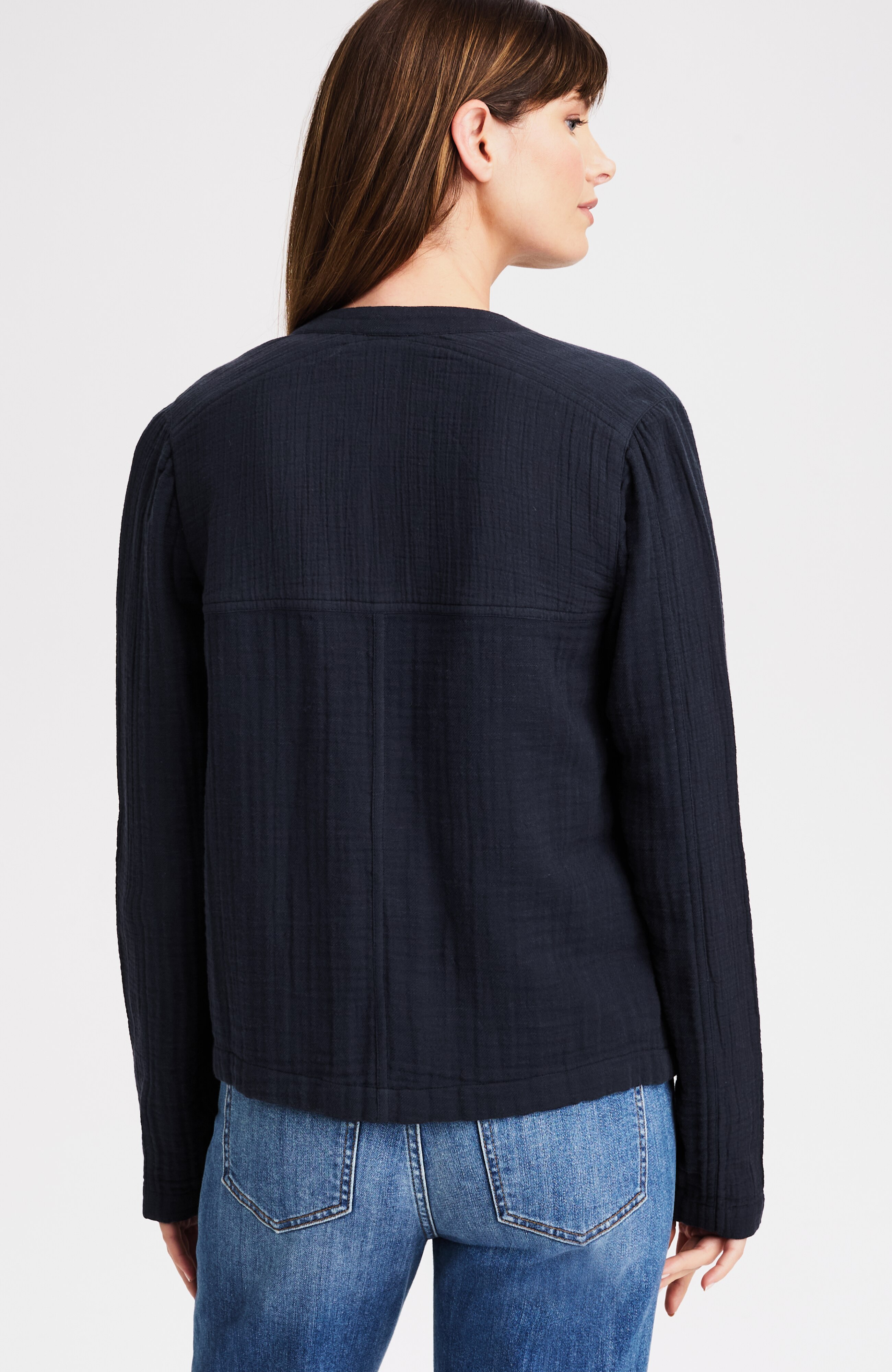 MIXED-GAUZE GARMENT-WASHED JACKET | JJill