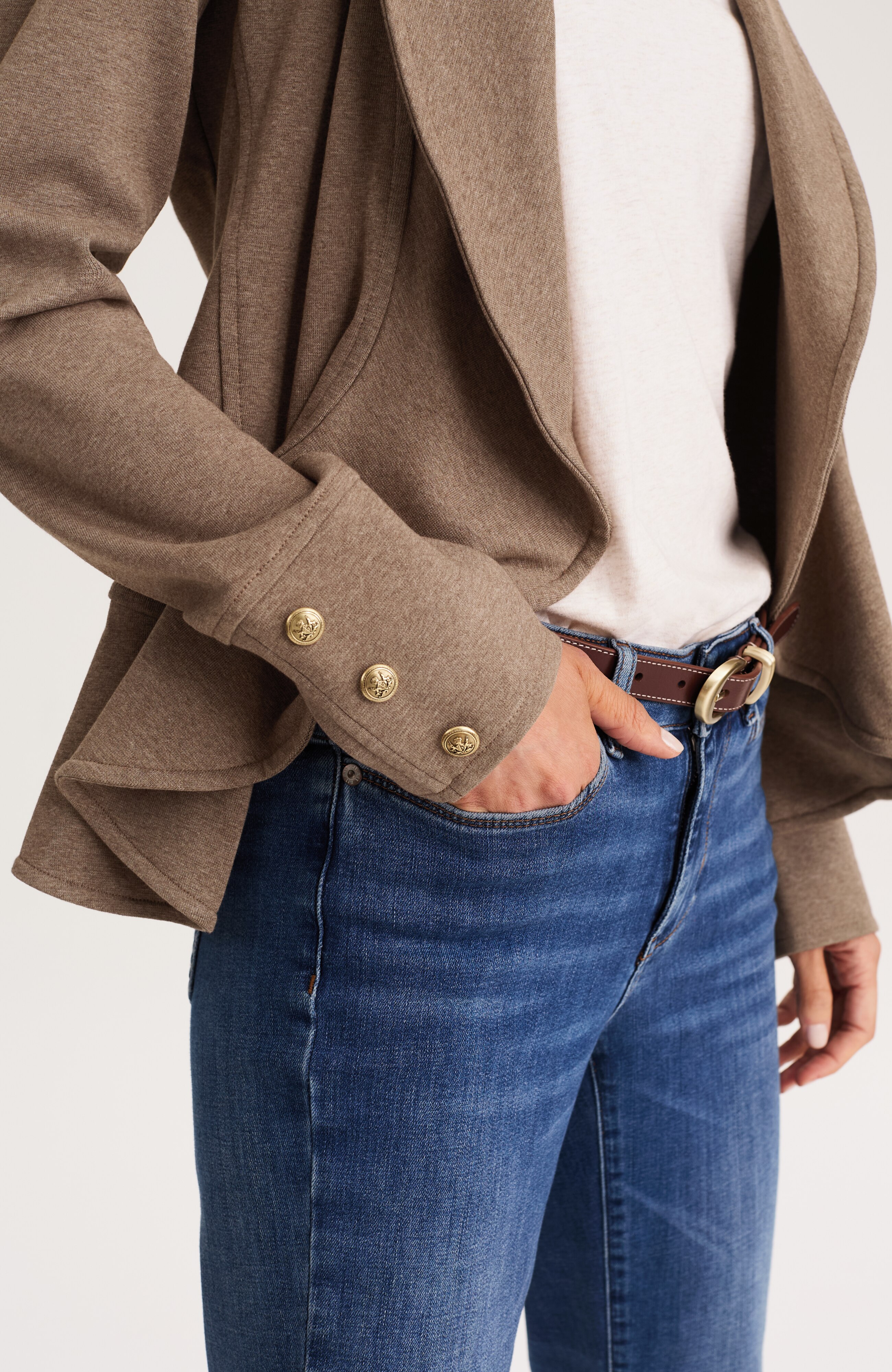 knit flounced-hem jacket