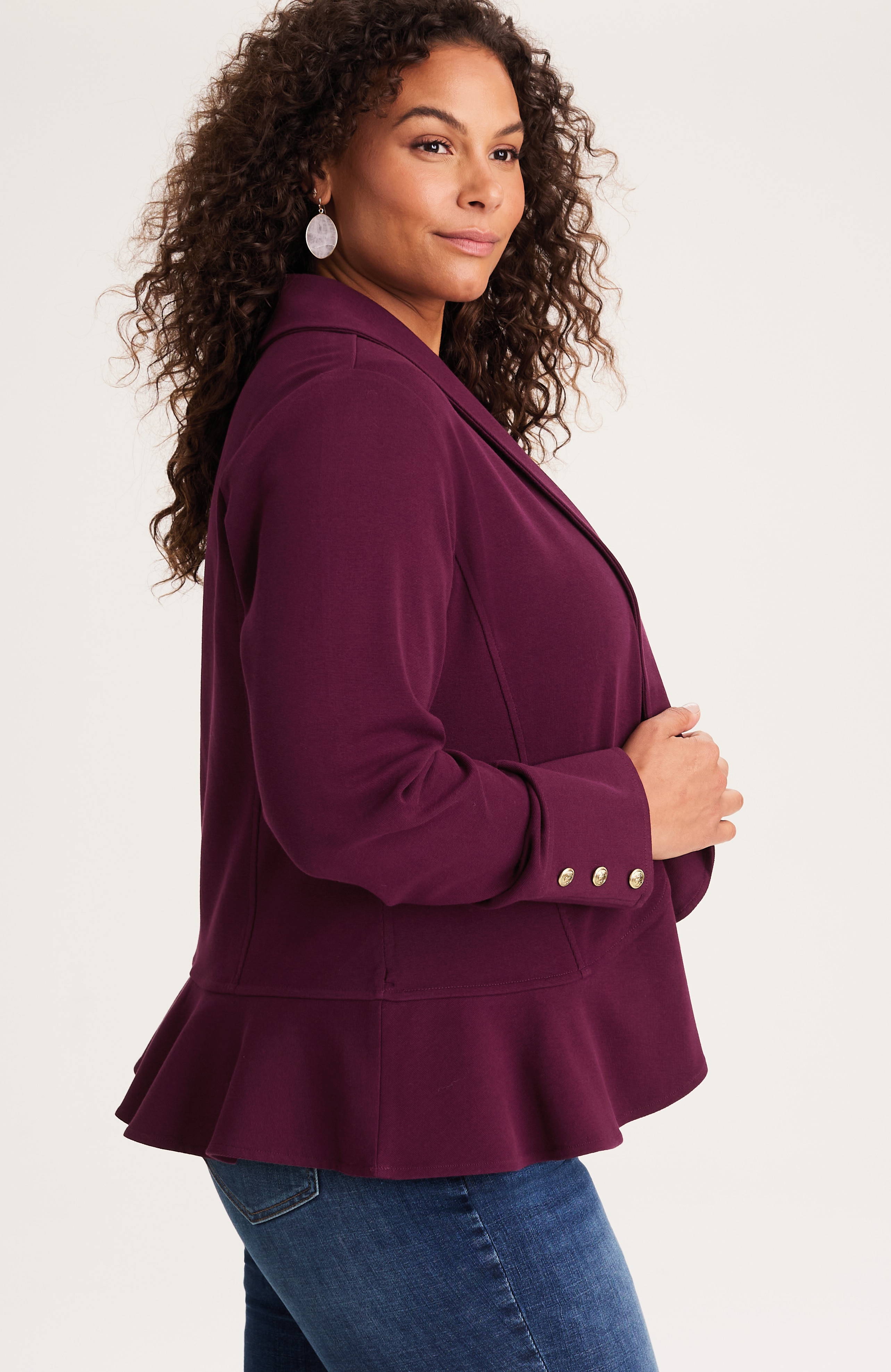 KNIT FLOUNCED-HEM JACKET | JJill