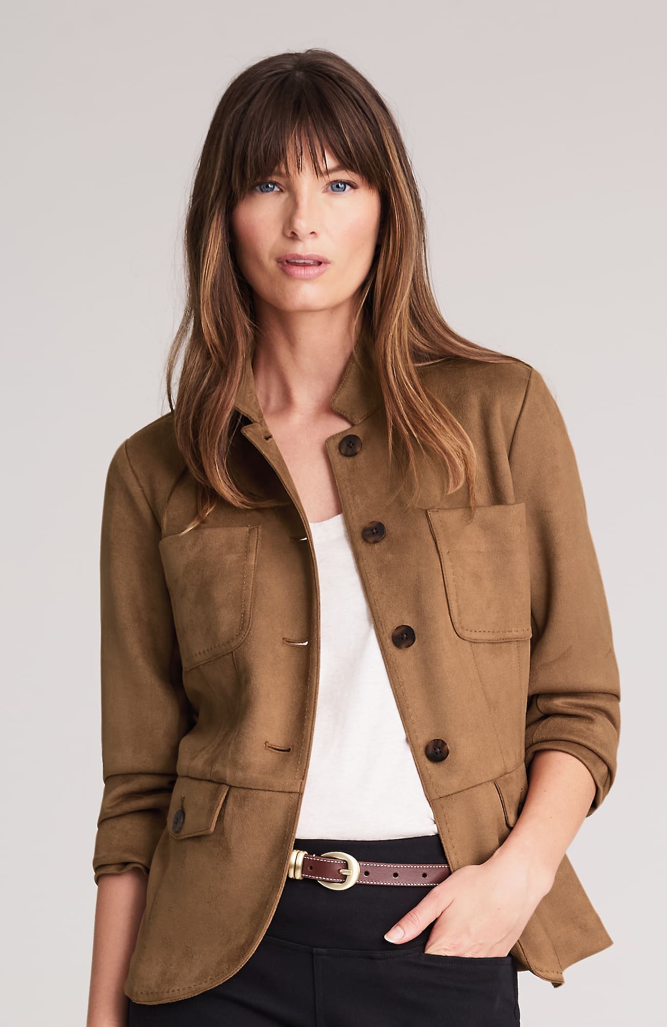 Jjill J.jill Faux-suede Patch-pocket Jacket In Multi