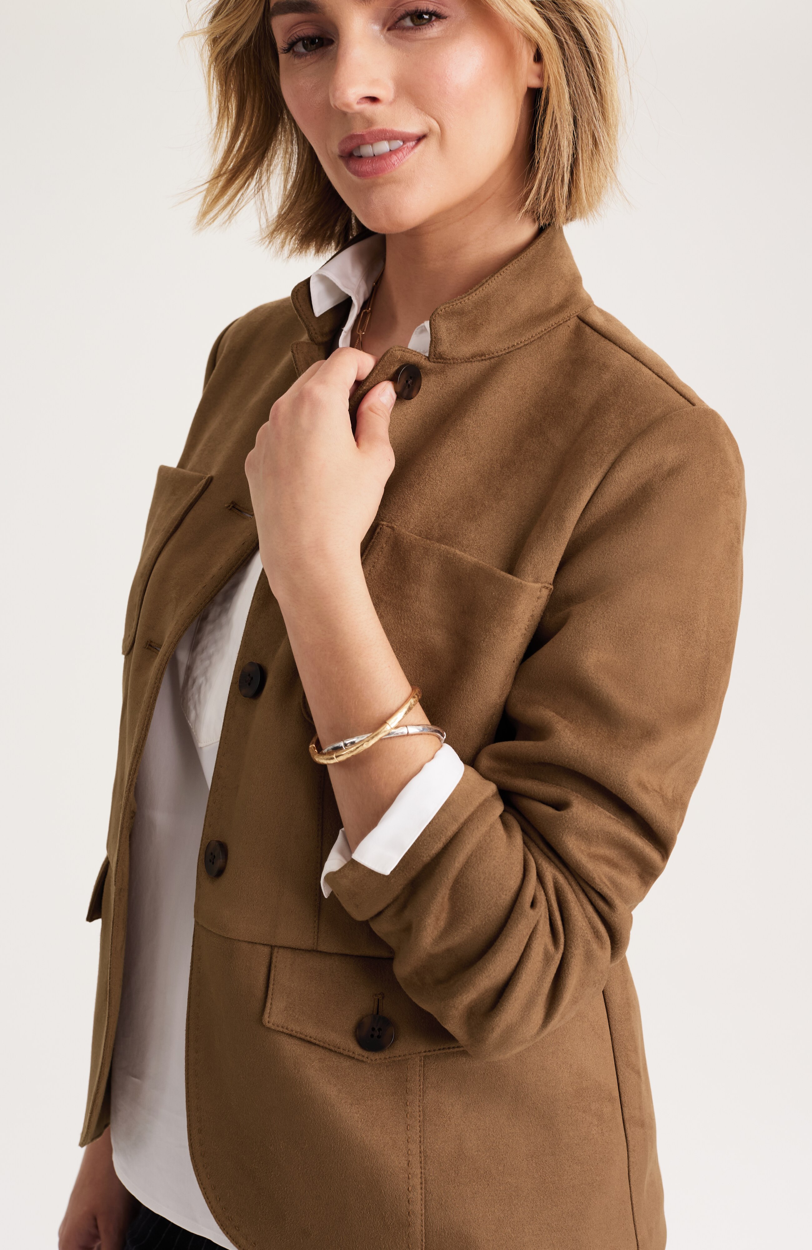 FAUX-SUEDE PATCH-POCKET JACKET | JJill