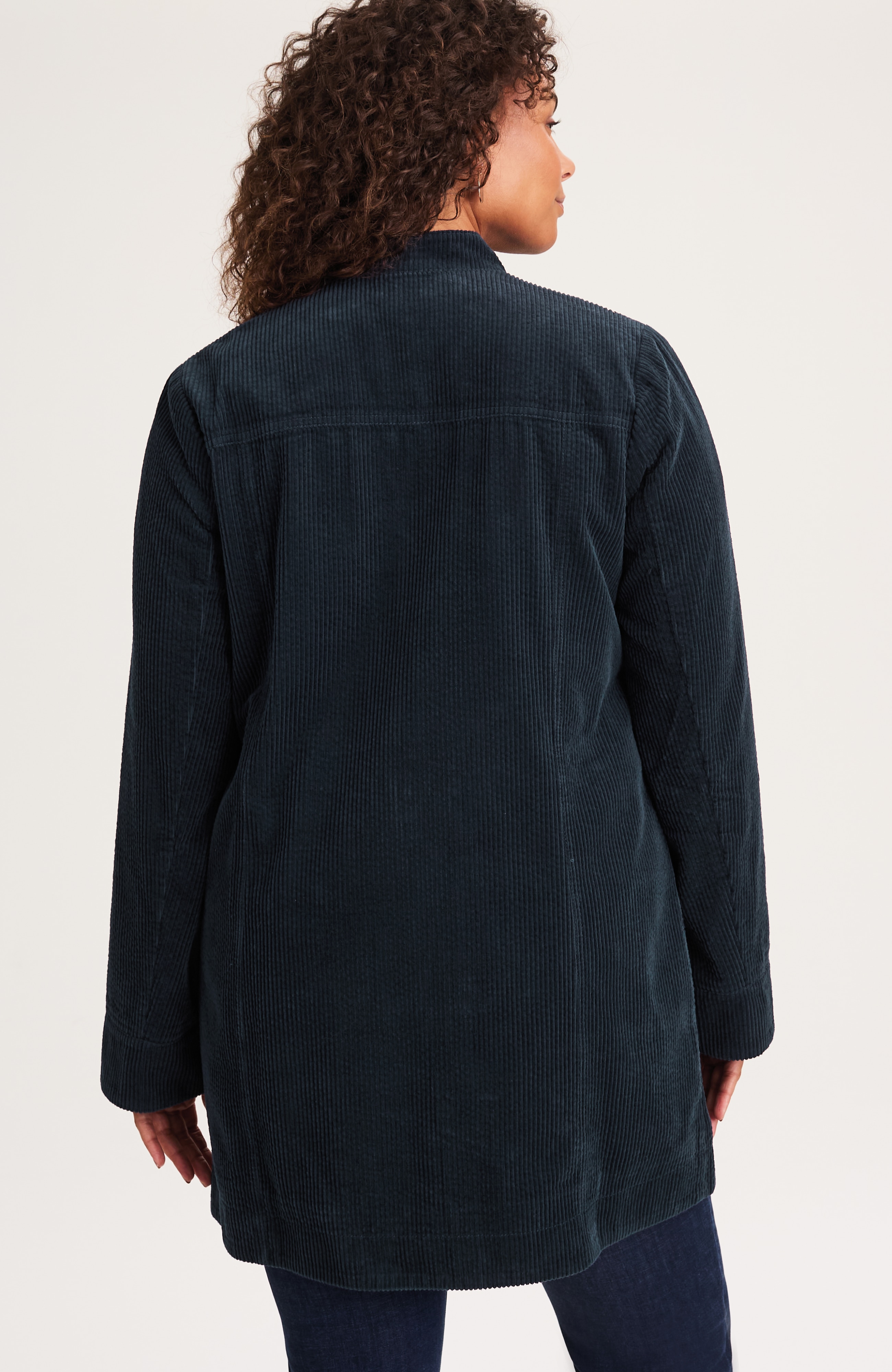 tumbled-cord military duster jacket