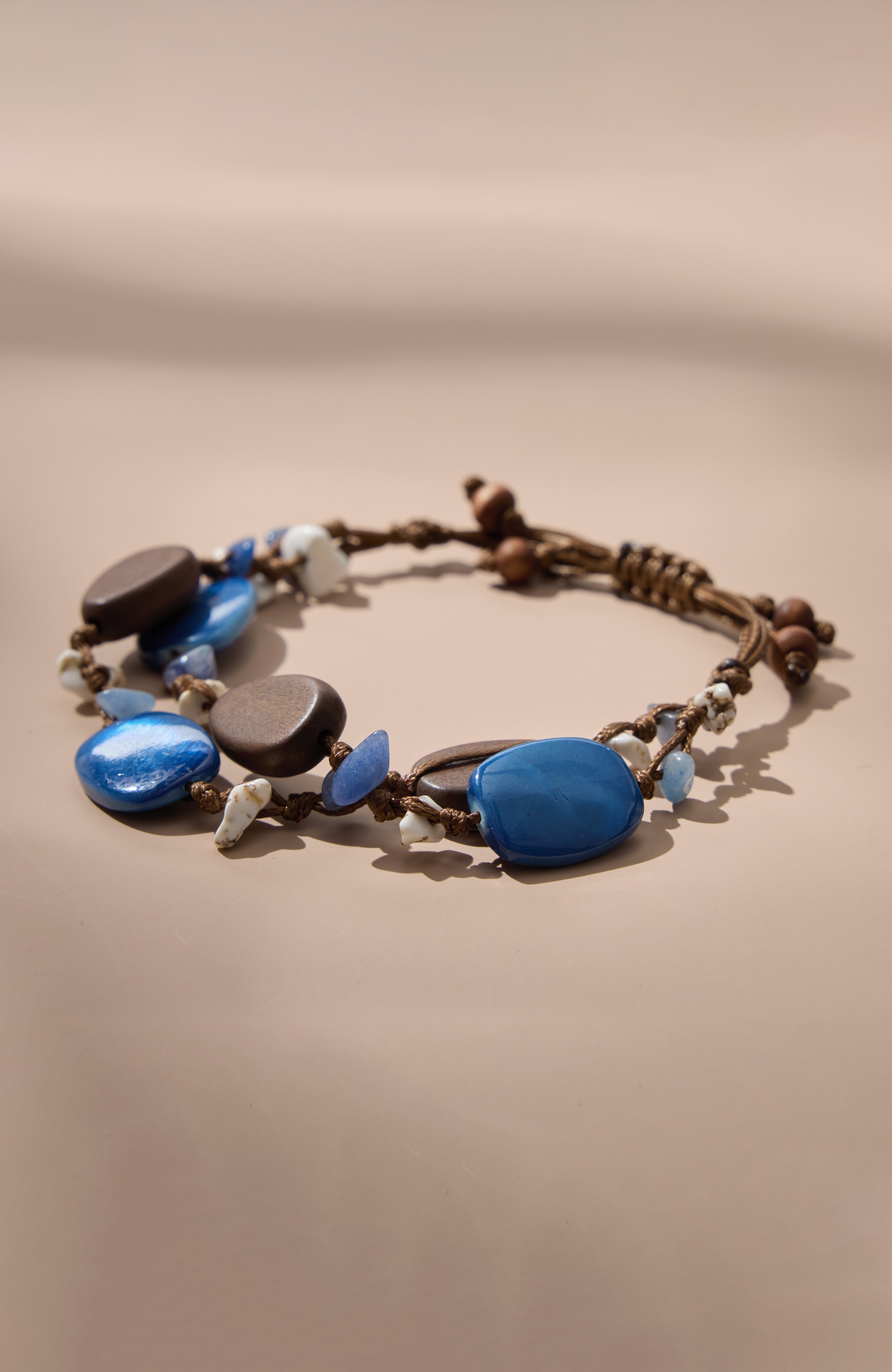layered wood & beads bracelet