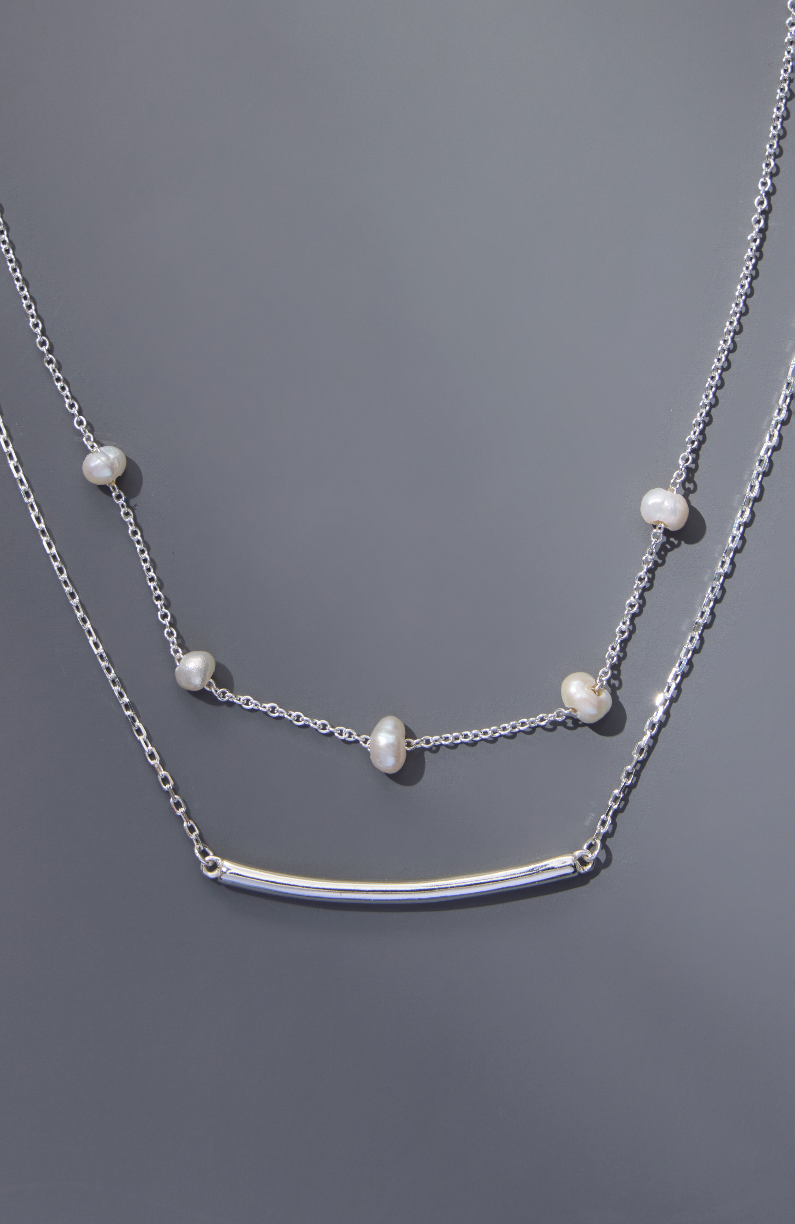 STERLING SILVER PEARL & BAR NECKLACE | JJill